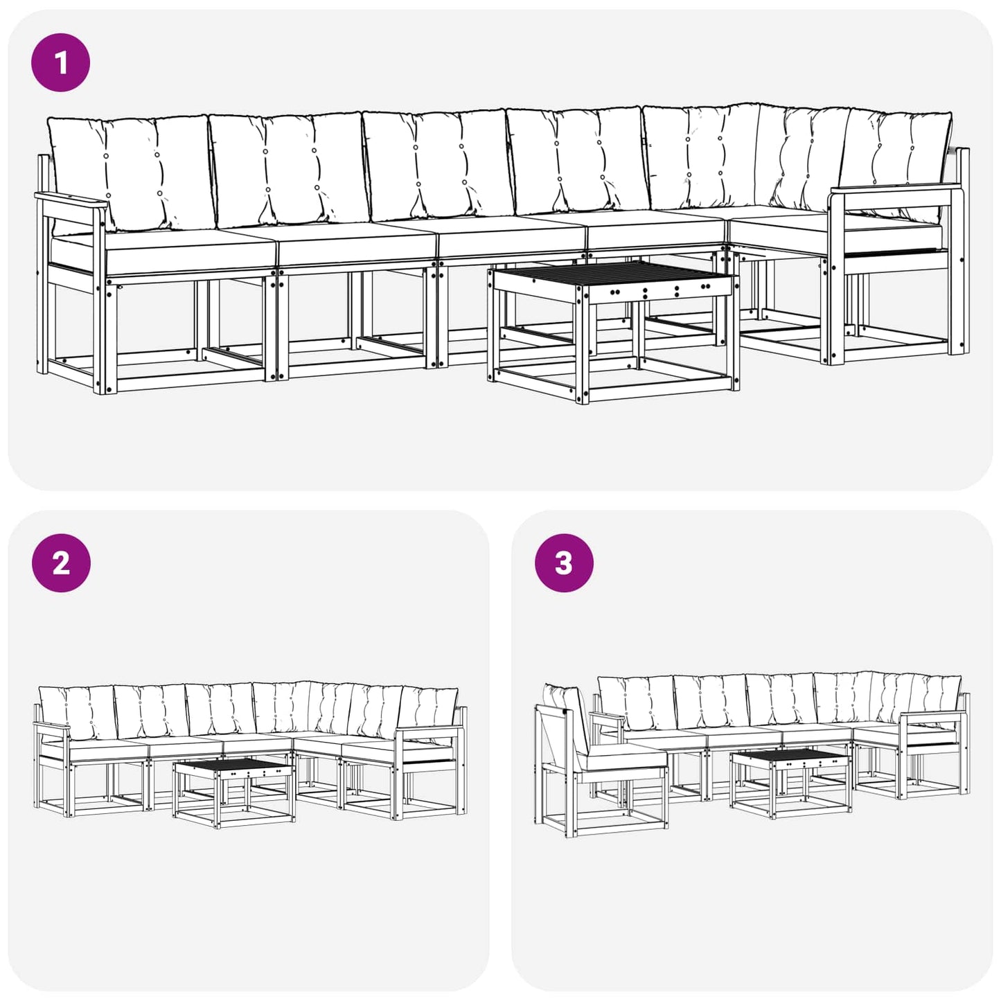 vidaXL Σειρά Καναπέ Εξωτερικού με μαξιλάρι 7 pcs Φυσικό και Κρέμα