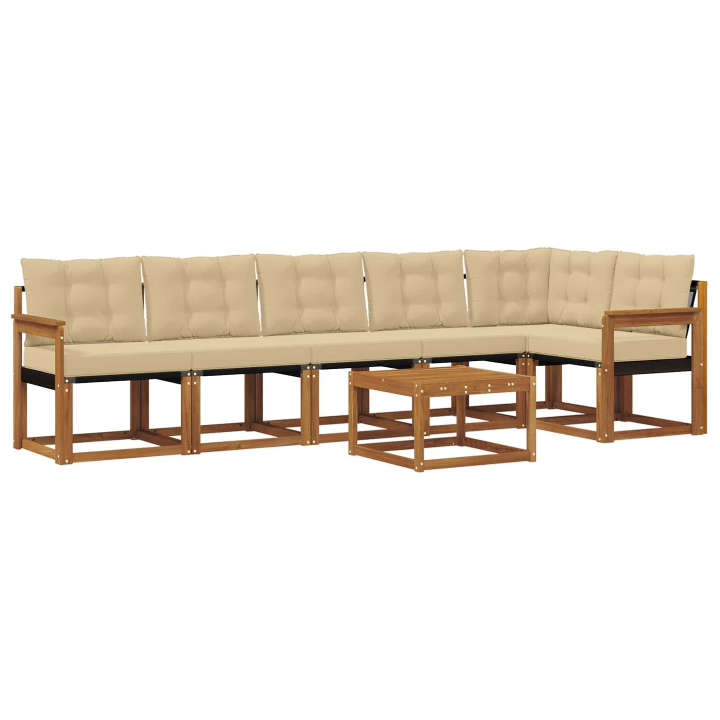 vidaXL Σειρά Καναπέ Εξωτερικού με μαξιλάρι 7 pcs Φυσικό και Μπεζ