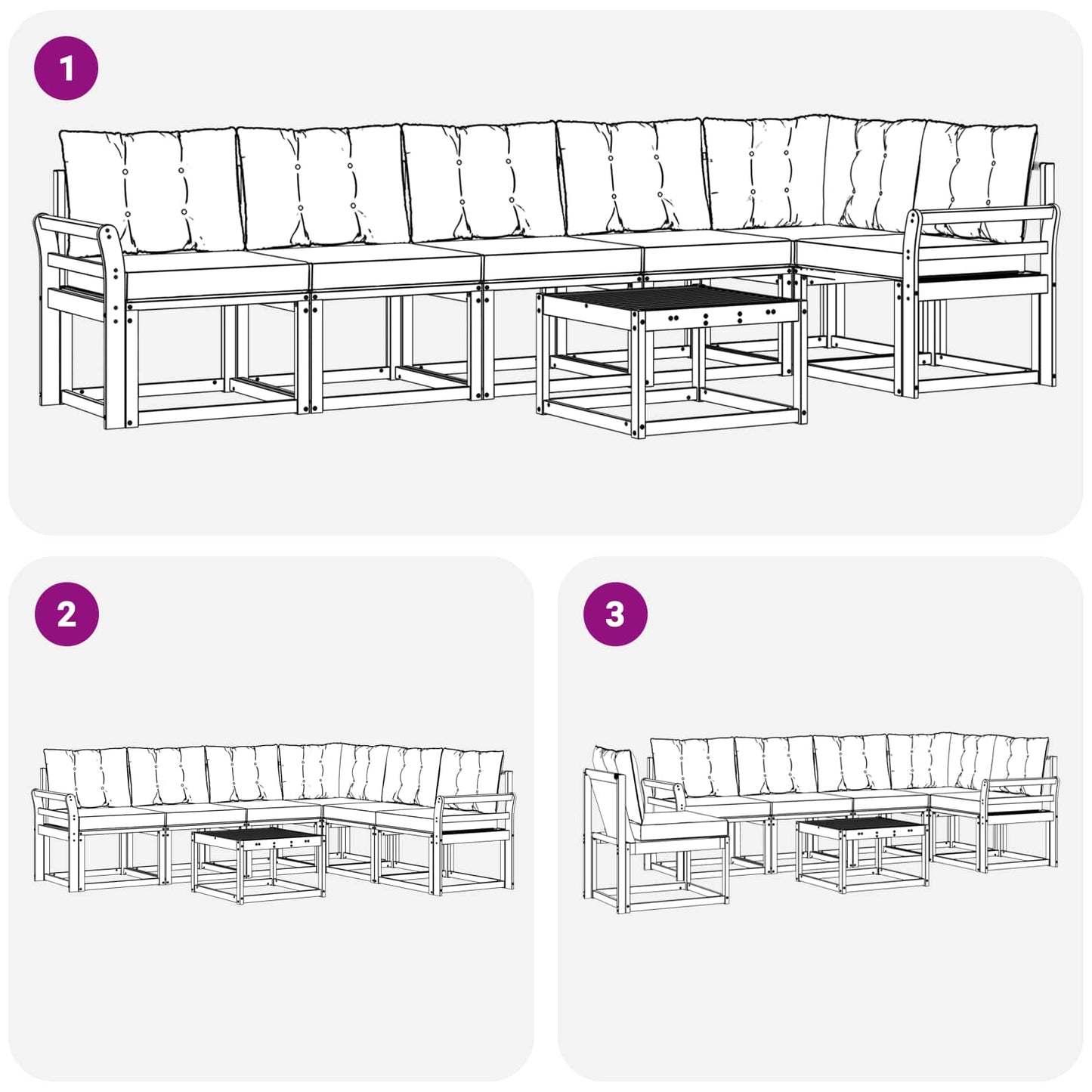 vidaXL Σειρά Καναπέ Εξωτερικού με μαξιλάρι 7 pcs Φυσικό και Κρέμα