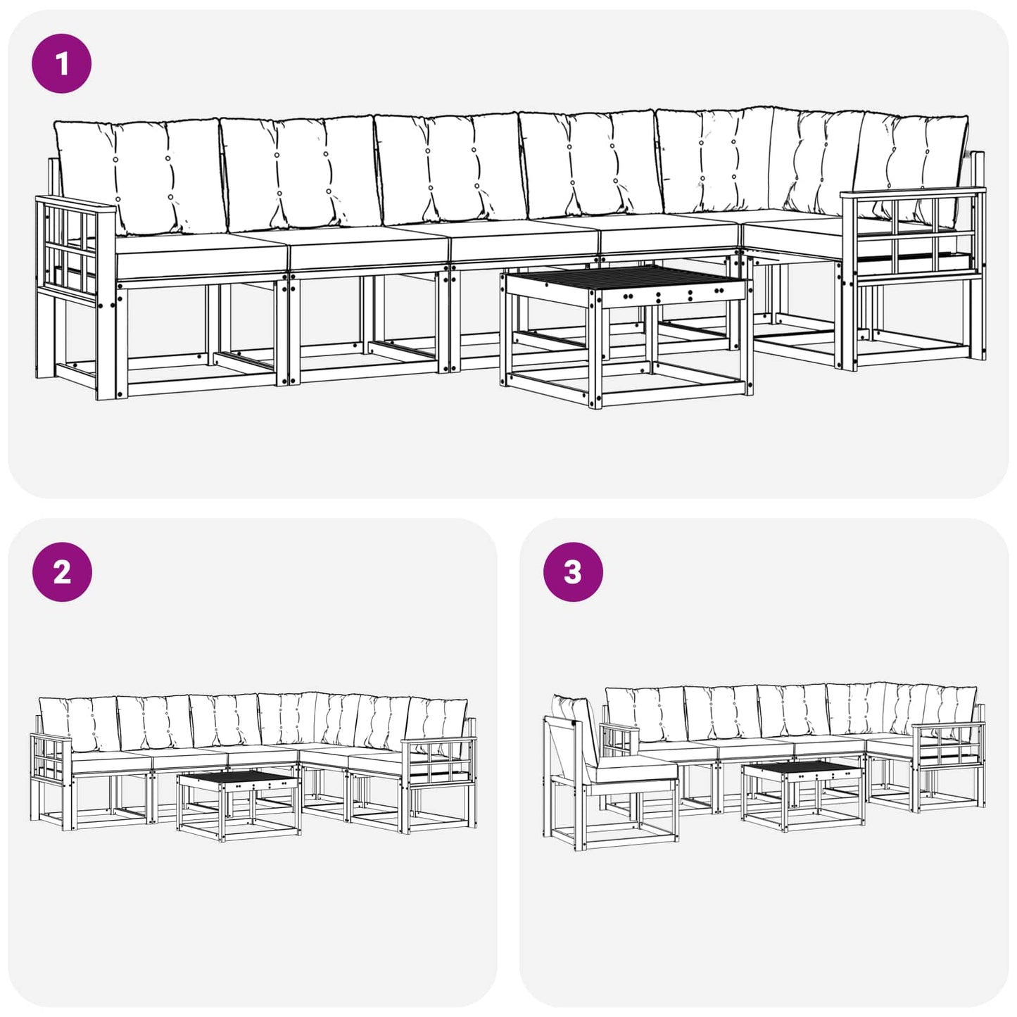 vidaXL Σειρά Καναπέ Εξωτερικού με μαξιλάρι 7 pcs Φυσικό και Κρέμα