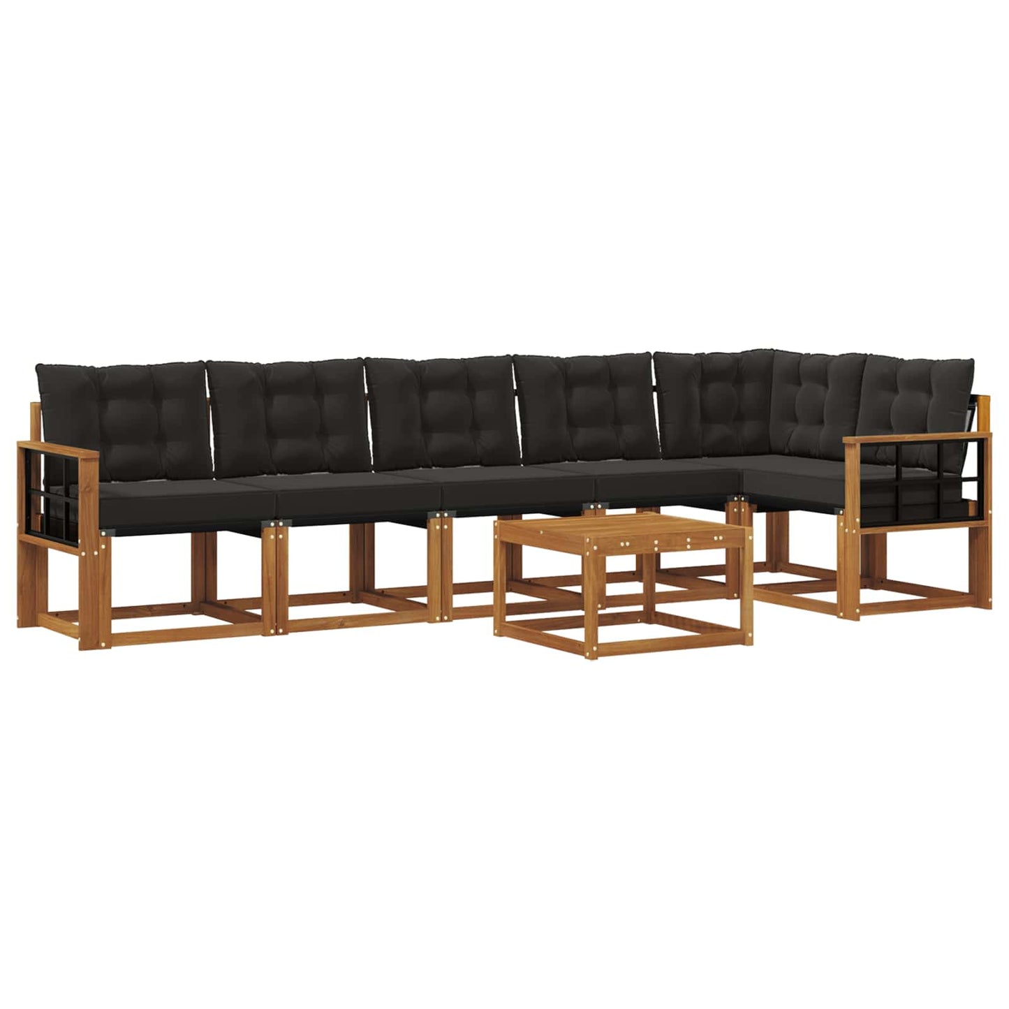 vidaXL Σειρά Καναπέ Εξωτερικού με μαξιλάρι 7 pcs Φυσικό και Μαύρο