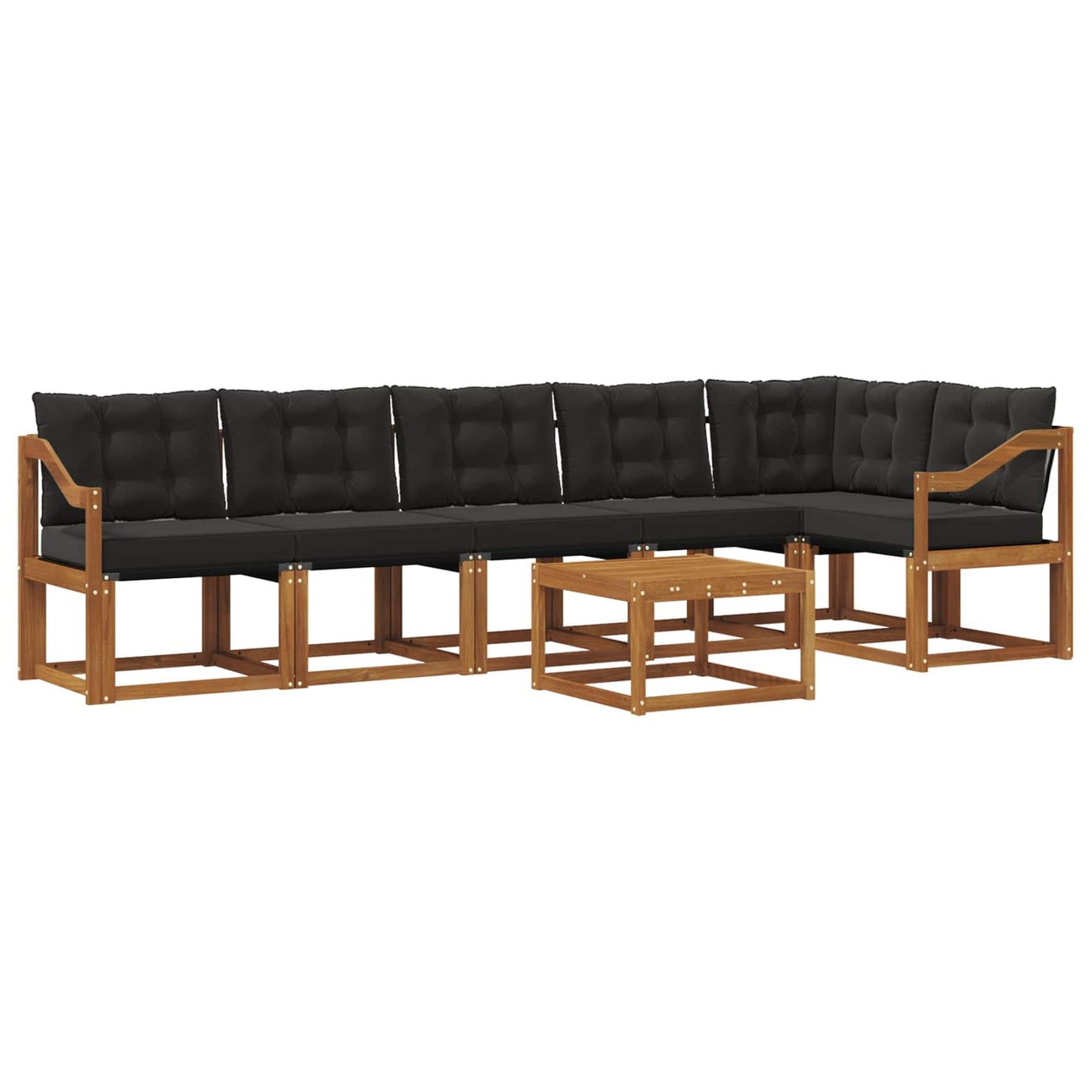 vidaXL Σειρά Καναπέ Εξωτερικού με μαξιλάρι 7 pcs Φυσικό και Μαύρο