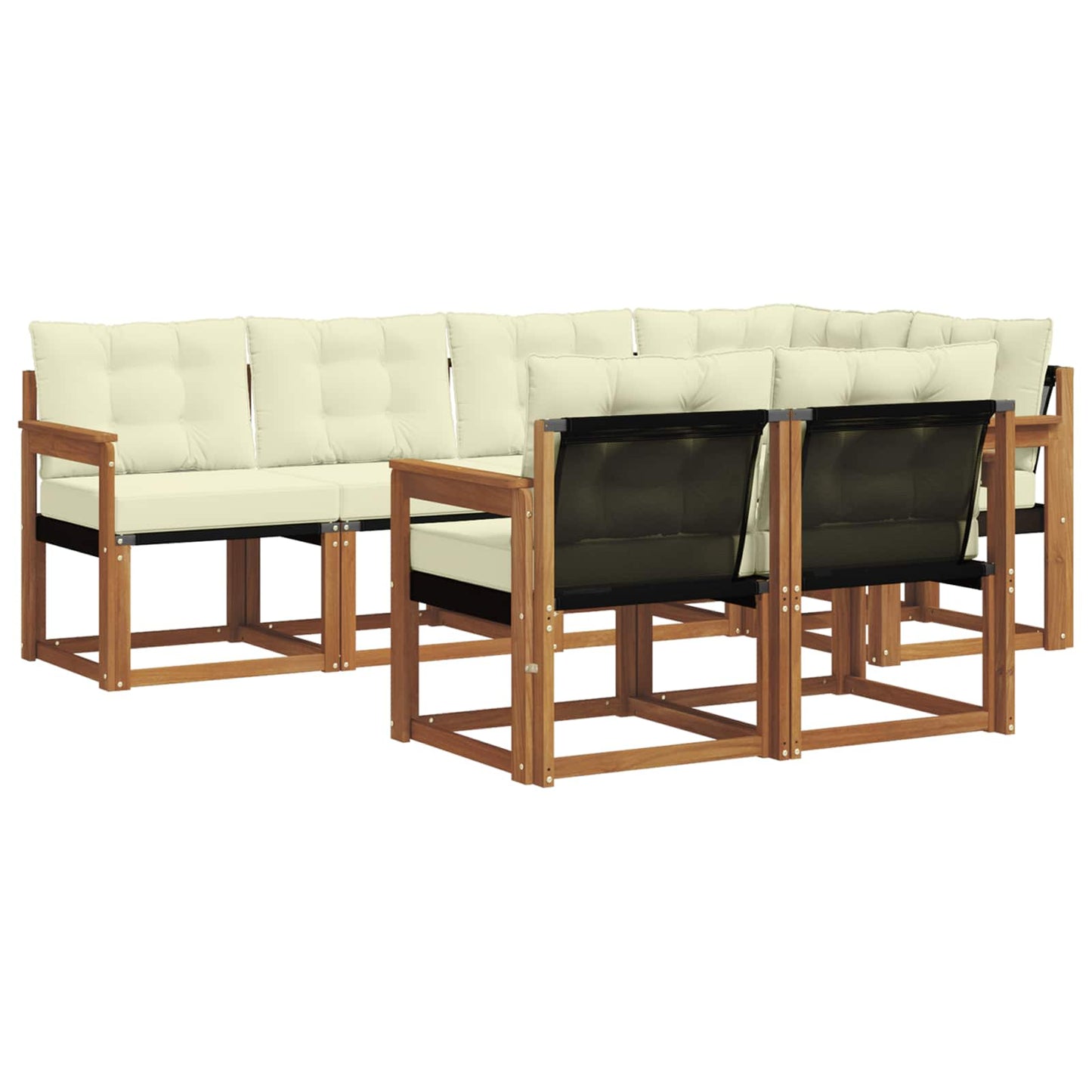 vidaXL Σειρά Καναπέ Εξωτερικού με μαξιλάρι 7 pcs Φυσικό και Κρέμα