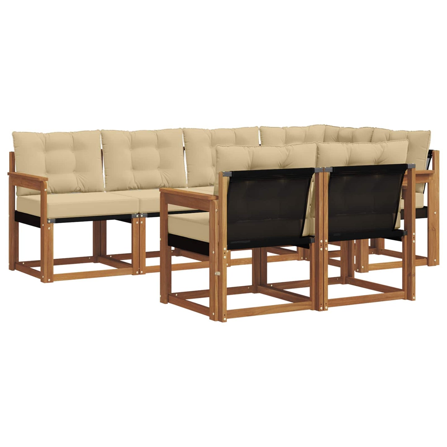 vidaXL Σειρά Καναπέ Εξωτερικού με μαξιλάρι 7 pcs Φυσικό και Μπεζ