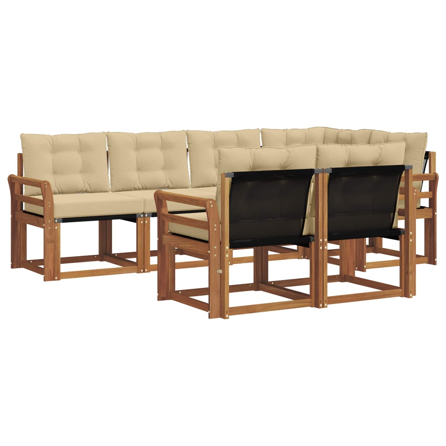 vidaXL Σειρά Καναπέ Εξωτερικού με μαξιλάρι 7 pcs Φυσικό και Μπεζ
