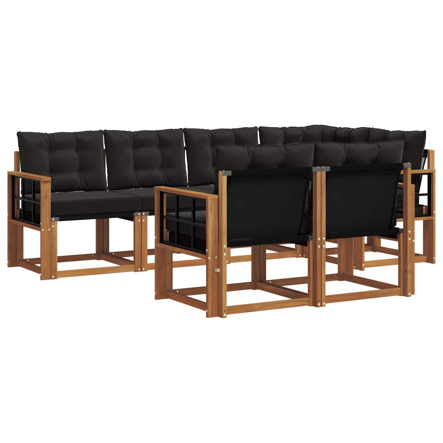 vidaXL Σειρά Καναπέ Εξωτερικού με μαξιλάρι 7 pcs Φυσικό και Μαύρο
