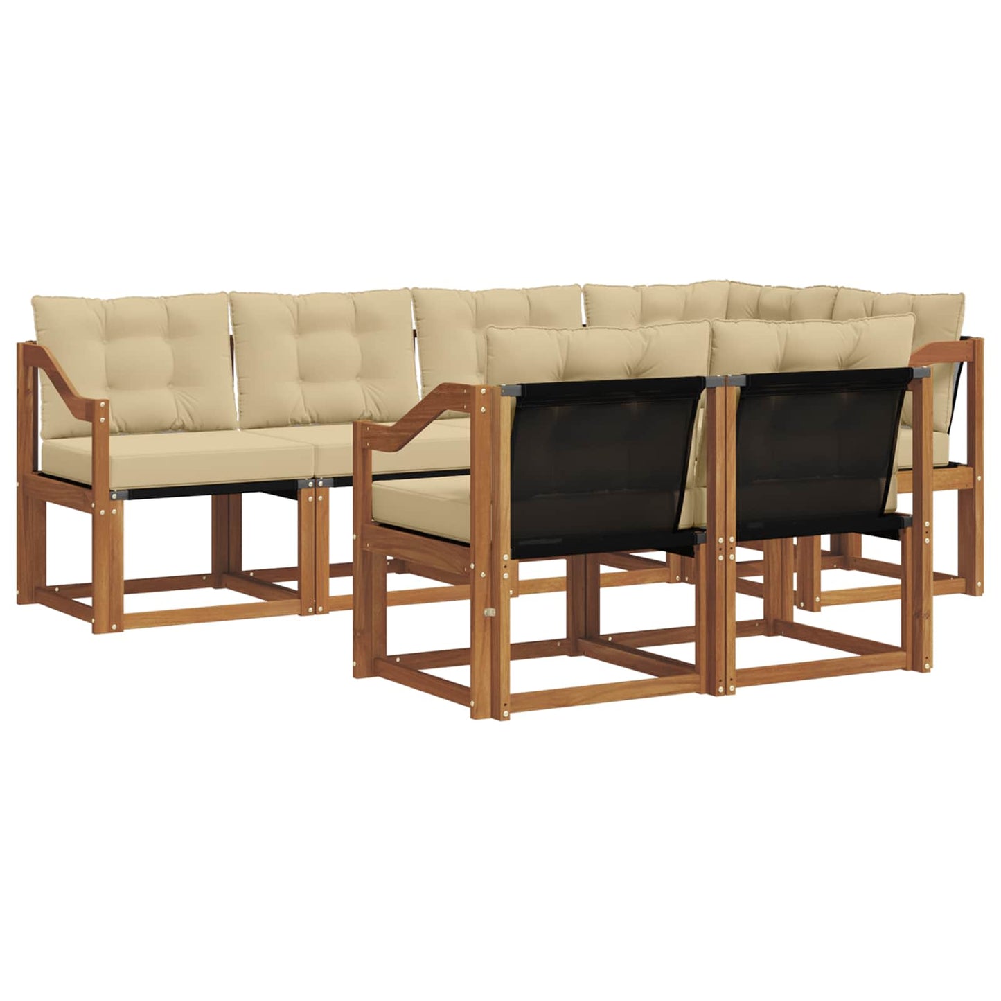 vidaXL Σειρά Καναπέ Εξωτερικού με μαξιλάρι 7 pcs Φυσικό και Μπεζ