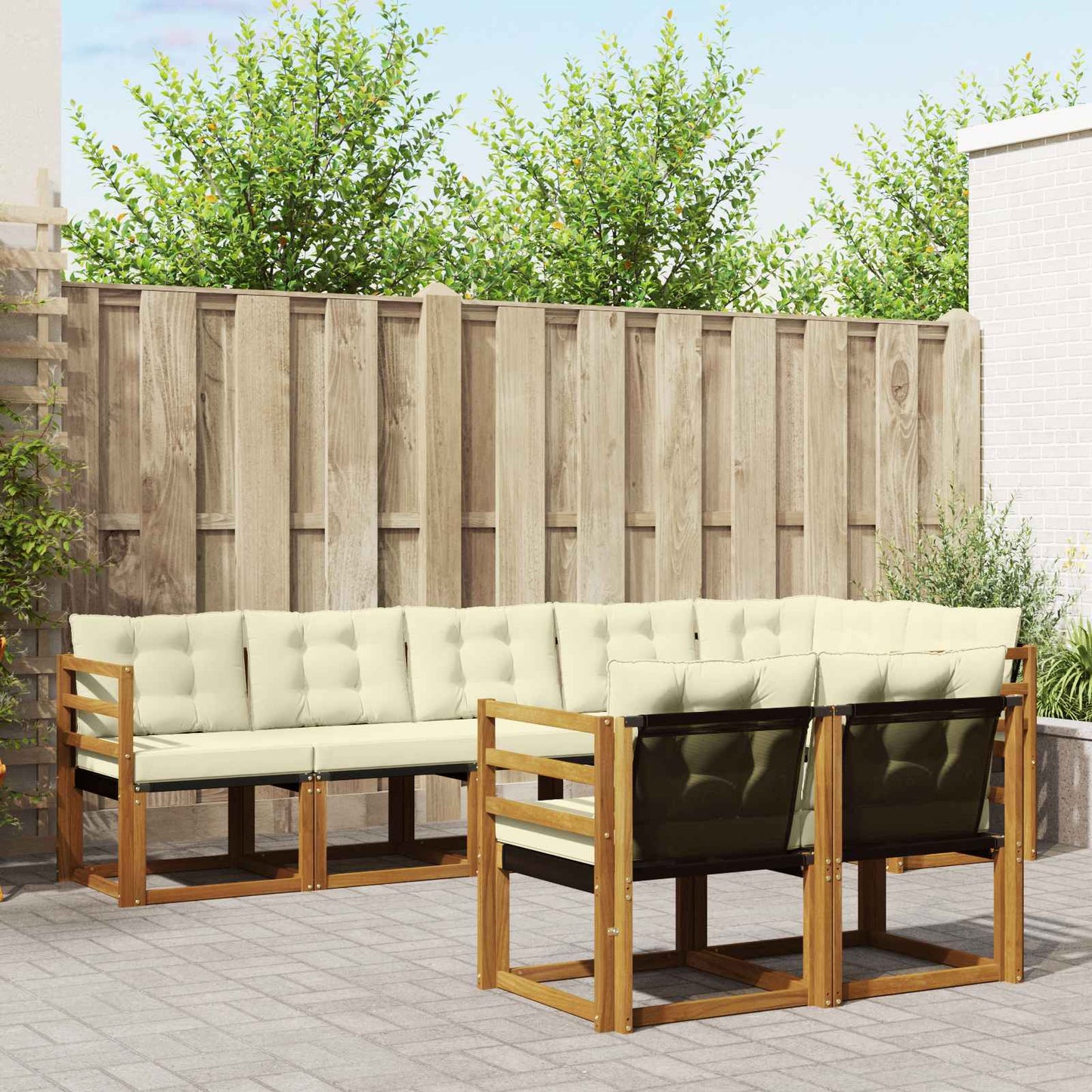 vidaXL Σειρά Καναπέ Εξωτερικού με μαξιλάρι 8 pcs Φυσικό και Κρέμα