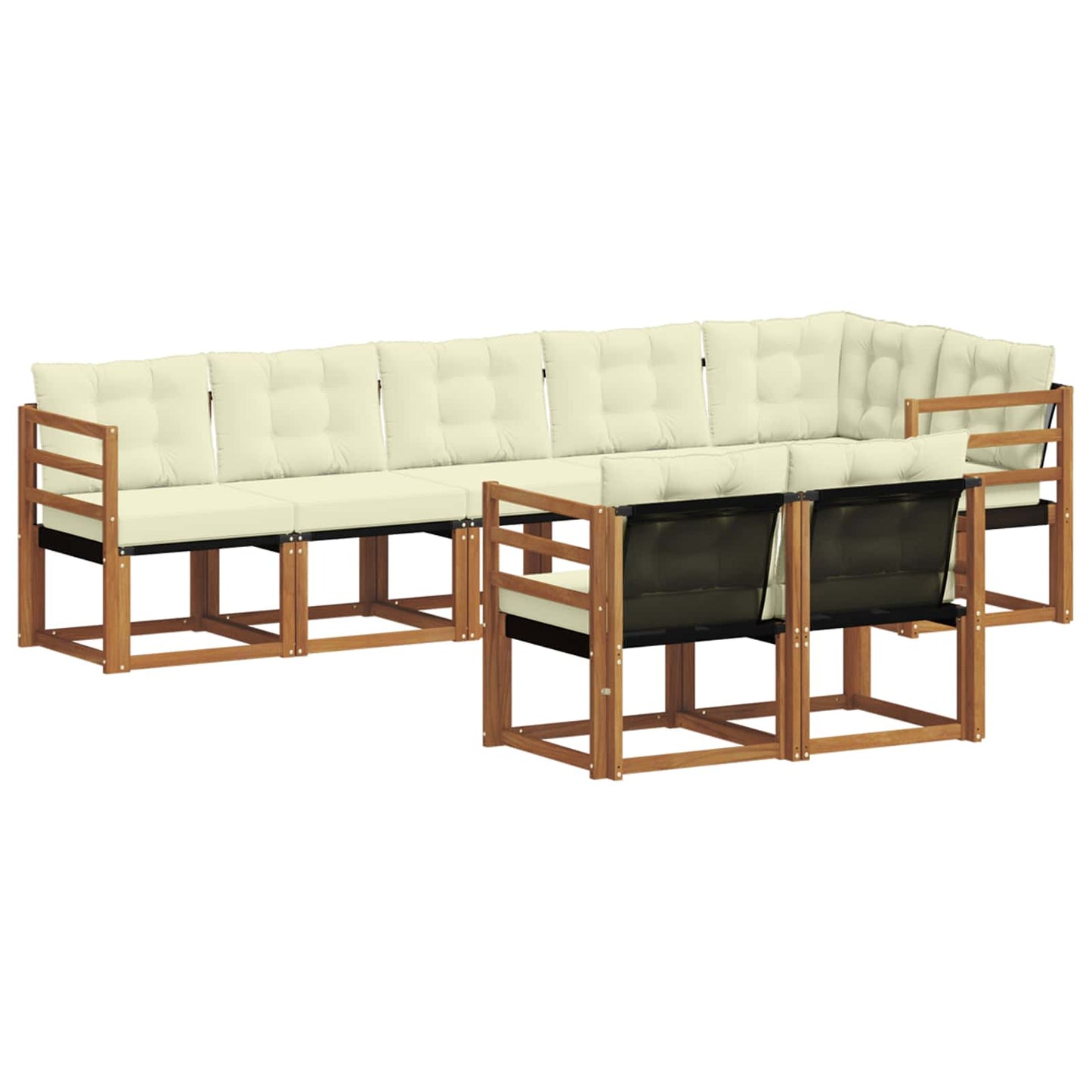 vidaXL Σειρά Καναπέ Εξωτερικού με μαξιλάρι 8 pcs Φυσικό και Κρέμα