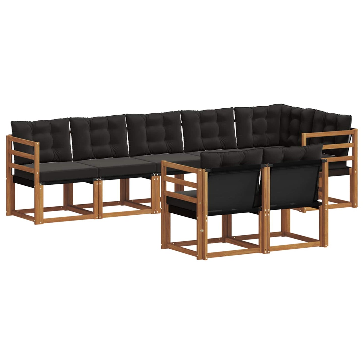 vidaXL Σειρά Καναπέ Εξωτερικού με μαξιλάρι 8 pcs Φυσικό και Μαύρο