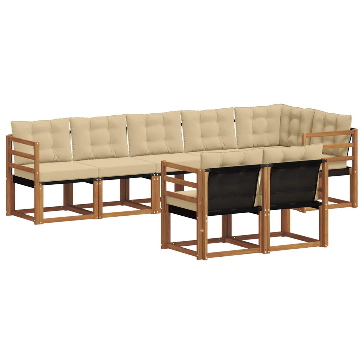 vidaXL Σειρά Καναπέ Εξωτερικού με μαξιλάρι 8 pcs Φυσικό και Μπεζ