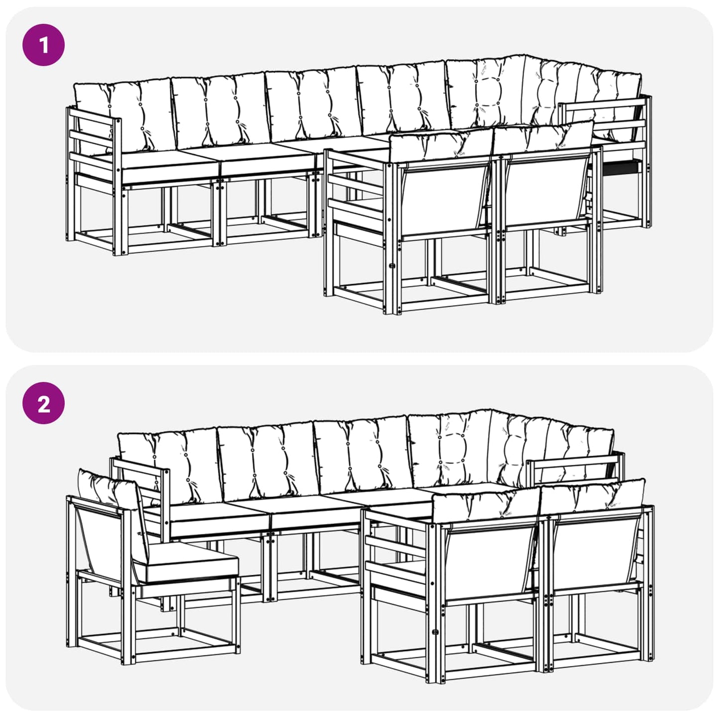 vidaXL Σειρά Καναπέ Εξωτερικού με μαξιλάρι 8 pcs Φυσικό και Μπεζ