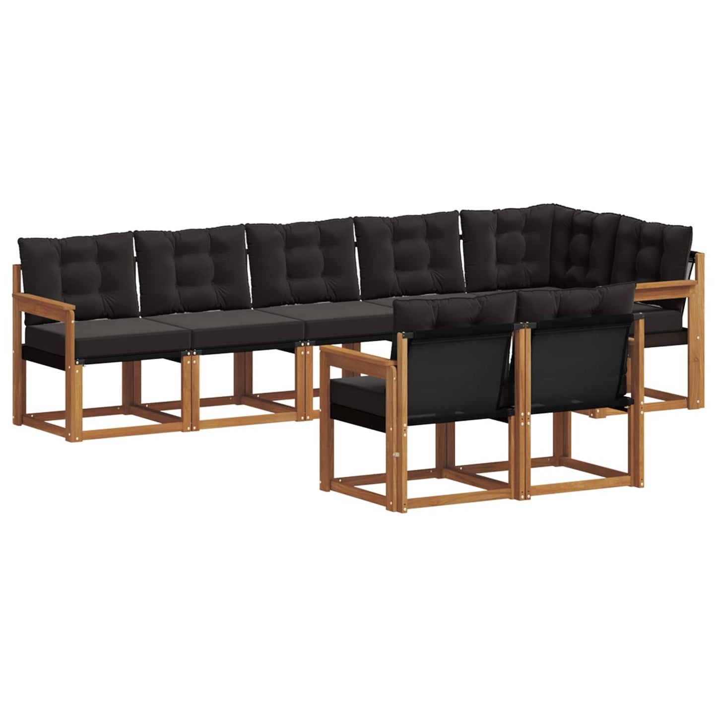 vidaXL Σειρά Καναπέ Εξωτερικού με μαξιλάρι 8 pcs Φυσικό και Μαύρο