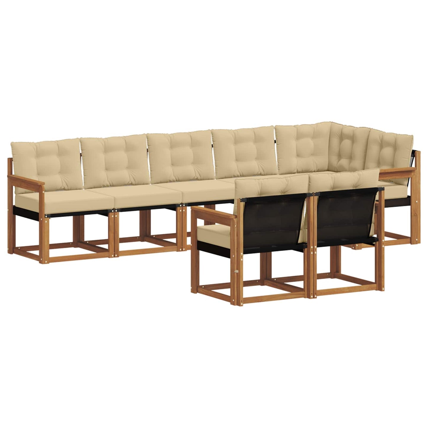 vidaXL Σειρά Καναπέ Εξωτερικού με μαξιλάρι 8 pcs Φυσικό και Μπεζ