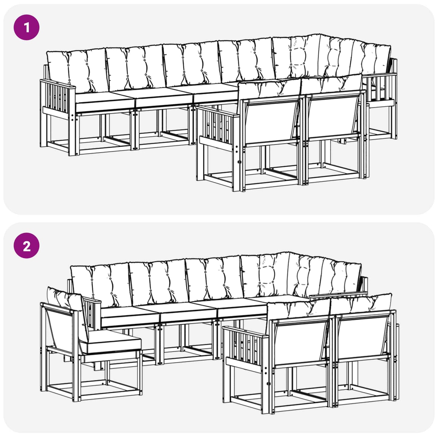 vidaXL Σειρά Καναπέ Εξωτερικού 8 pcs Φυσικό και Ανοιχτό Γκρι