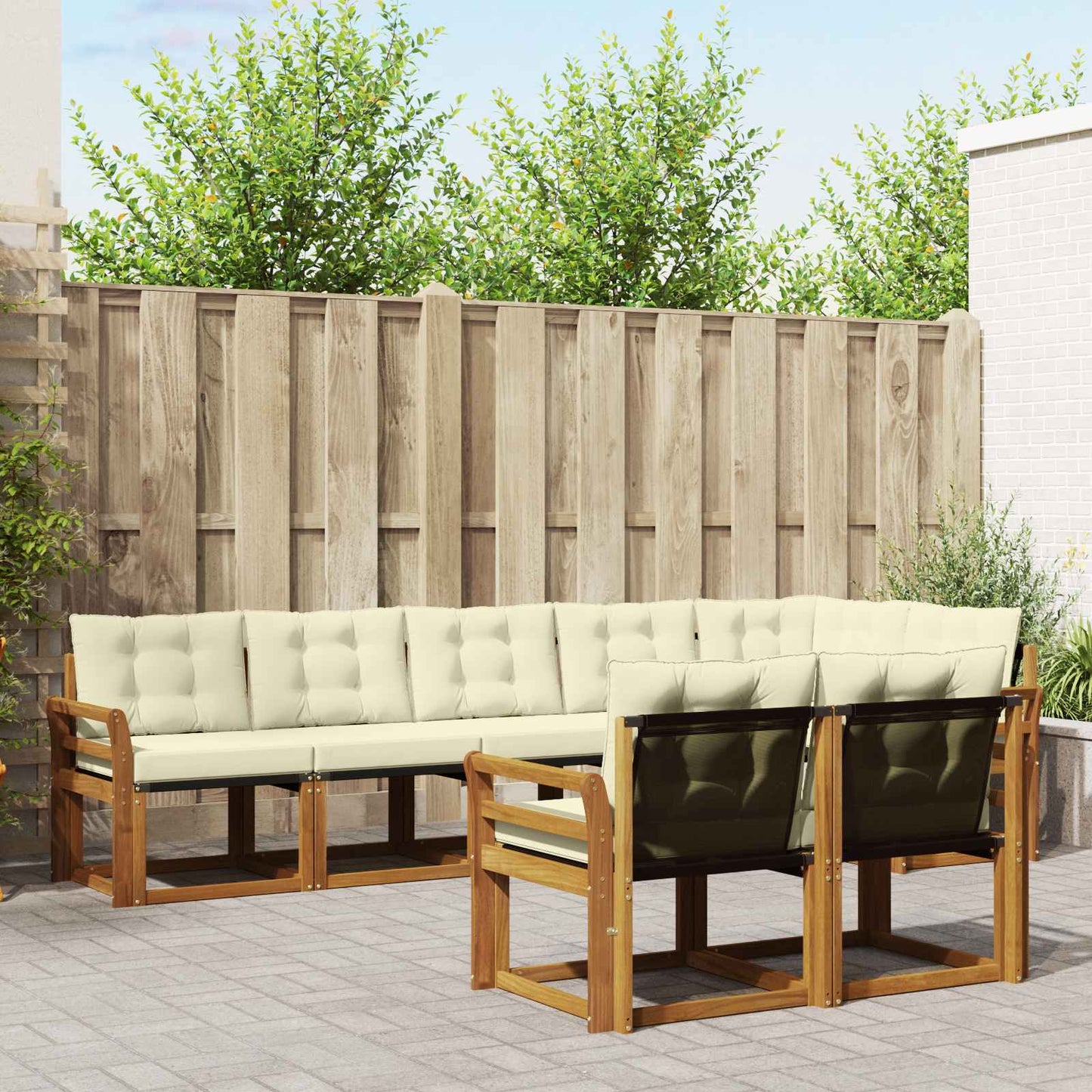 vidaXL Σειρά Καναπέ Εξωτερικού με μαξιλάρι 8 pcs Φυσικό και Κρέμα
