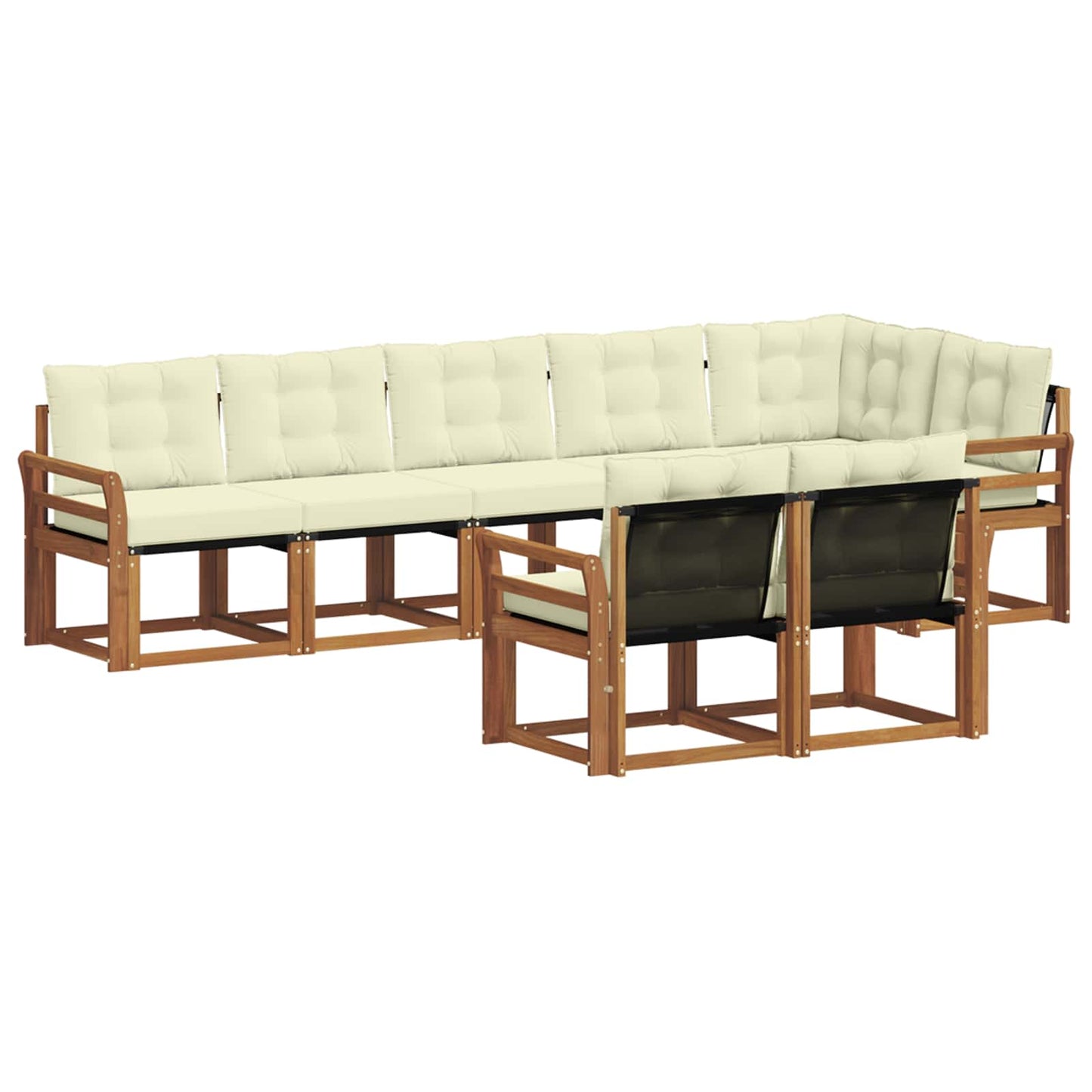 vidaXL Σειρά Καναπέ Εξωτερικού με μαξιλάρι 8 pcs Φυσικό και Κρέμα