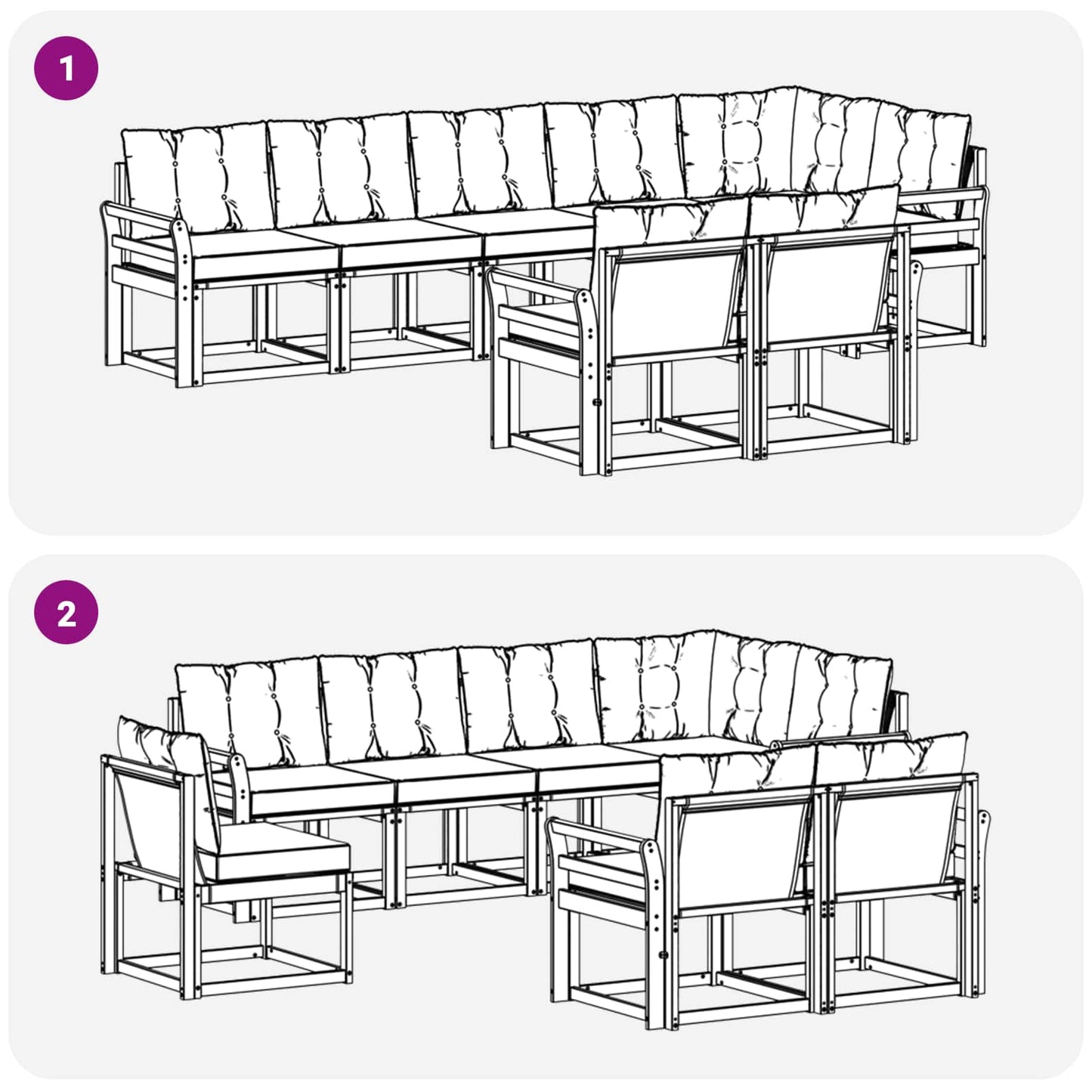 vidaXL Σειρά Καναπέ Εξωτερικού με μαξιλάρι 8 pcs Φυσικό και Κρέμα