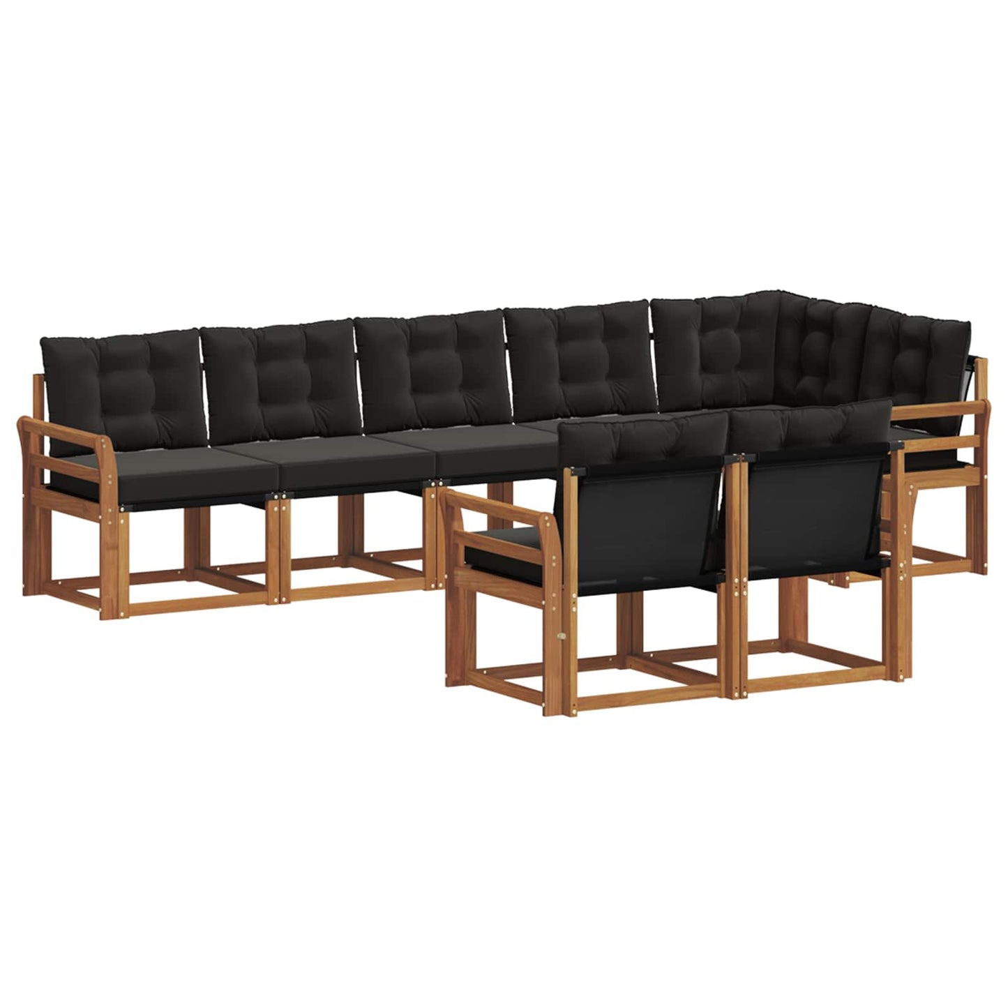 vidaXL Σειρά Καναπέ Εξωτερικού με μαξιλάρι 8 pcs Φυσικό και Μαύρο