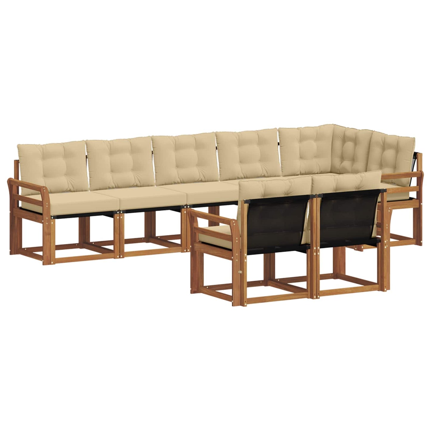 vidaXL Σειρά Καναπέ Εξωτερικού με μαξιλάρι 8 pcs Φυσικό και Μπεζ