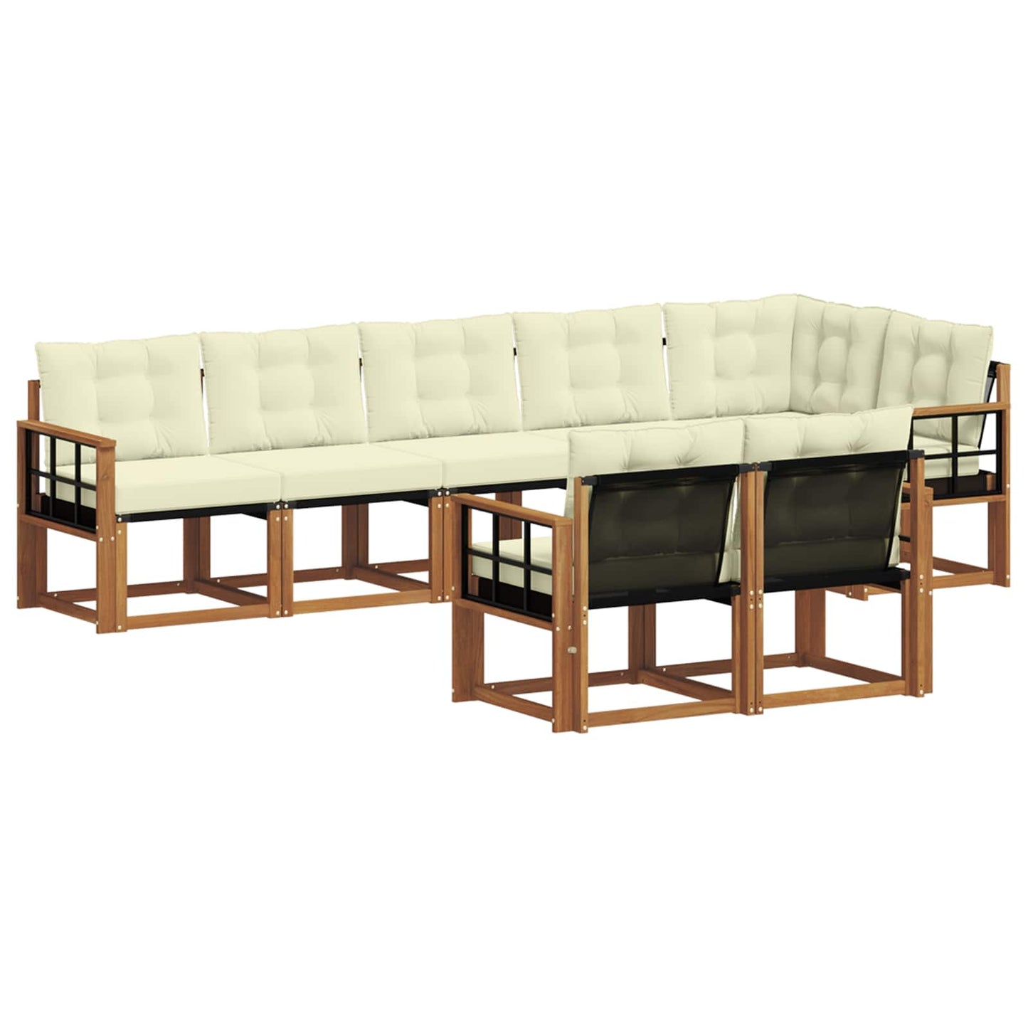 vidaXL Σειρά Καναπέ Εξωτερικού με μαξιλάρι 8 pcs Φυσικό και Κρέμα