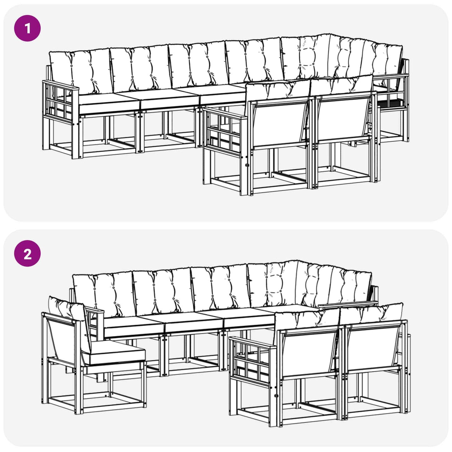 vidaXL Σειρά Καναπέ Εξωτερικού 8 pcs Φυσικό και Ανοιχτό Γκρι