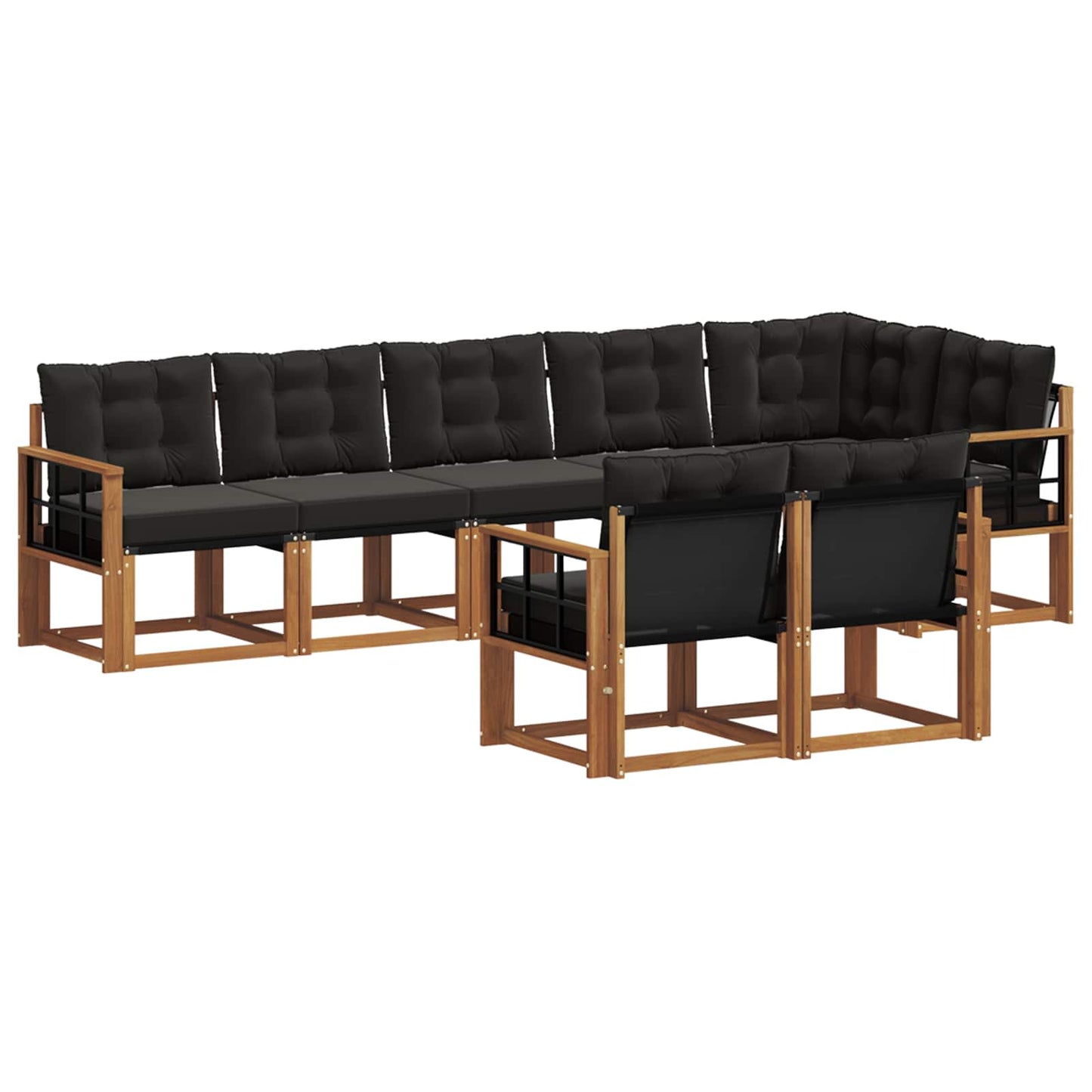 vidaXL Σειρά Καναπέ Εξωτερικού με μαξιλάρι 8 pcs Φυσικό και Μαύρο