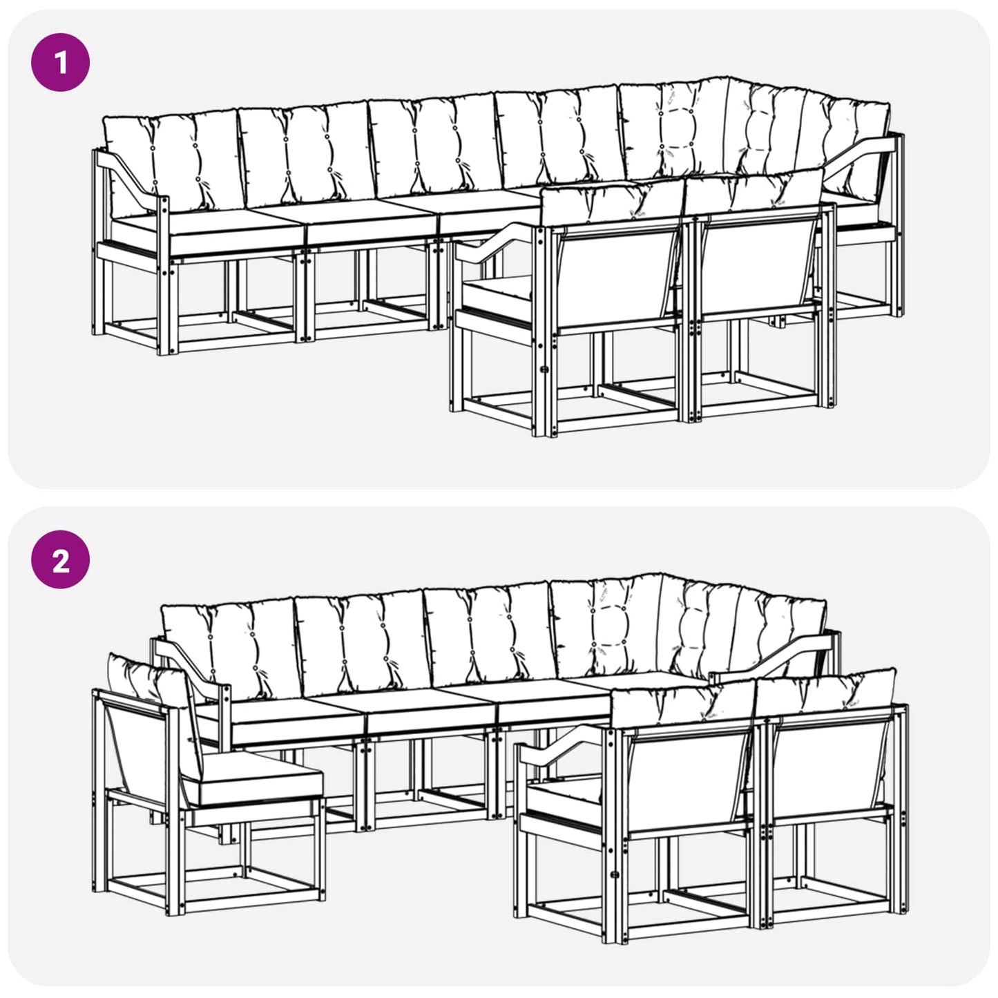 vidaXL Σειρά Καναπέ Εξωτερικού 8 pcs Φυσικό και Ανοιχτό Γκρι