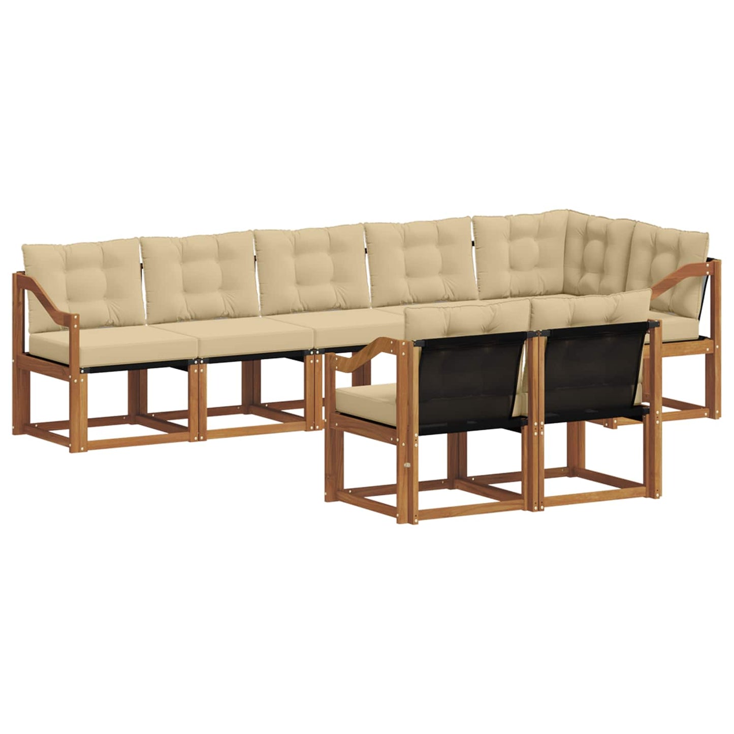 vidaXL Σειρά Καναπέ Εξωτερικού με μαξιλάρι 8 pcs Φυσικό και Μπεζ
