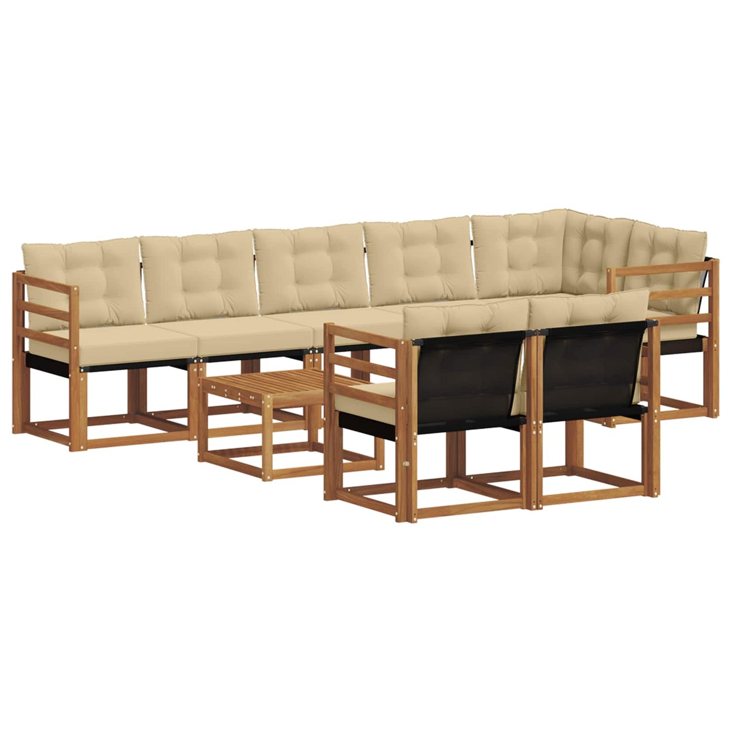 vidaXL Σειρά Καναπέ Εξωτερικού με μαξιλάρι 9 pcs Φυσικό και Μπεζ