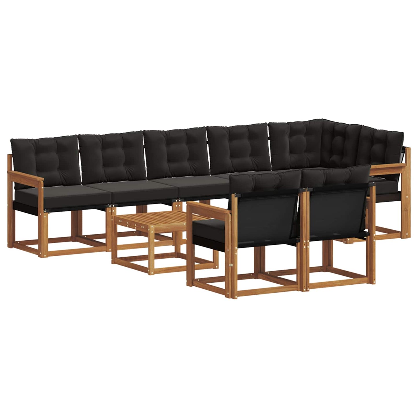 vidaXL Σειρά Καναπέ Εξωτερικού με μαξιλάρι 9 pcs Φυσικό και Μαύρο