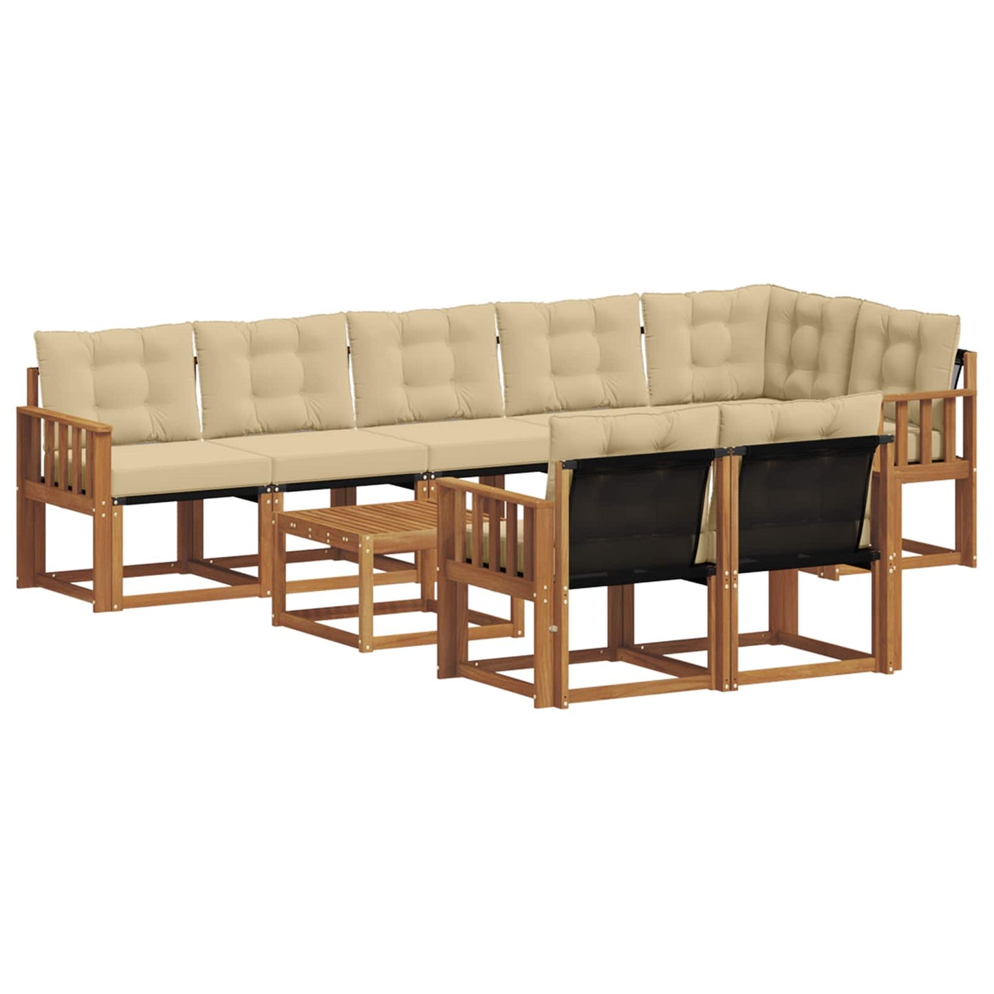 vidaXL Σειρά Καναπέ Εξωτερικού με μαξιλάρι 9 pcs Φυσικό και Μπεζ