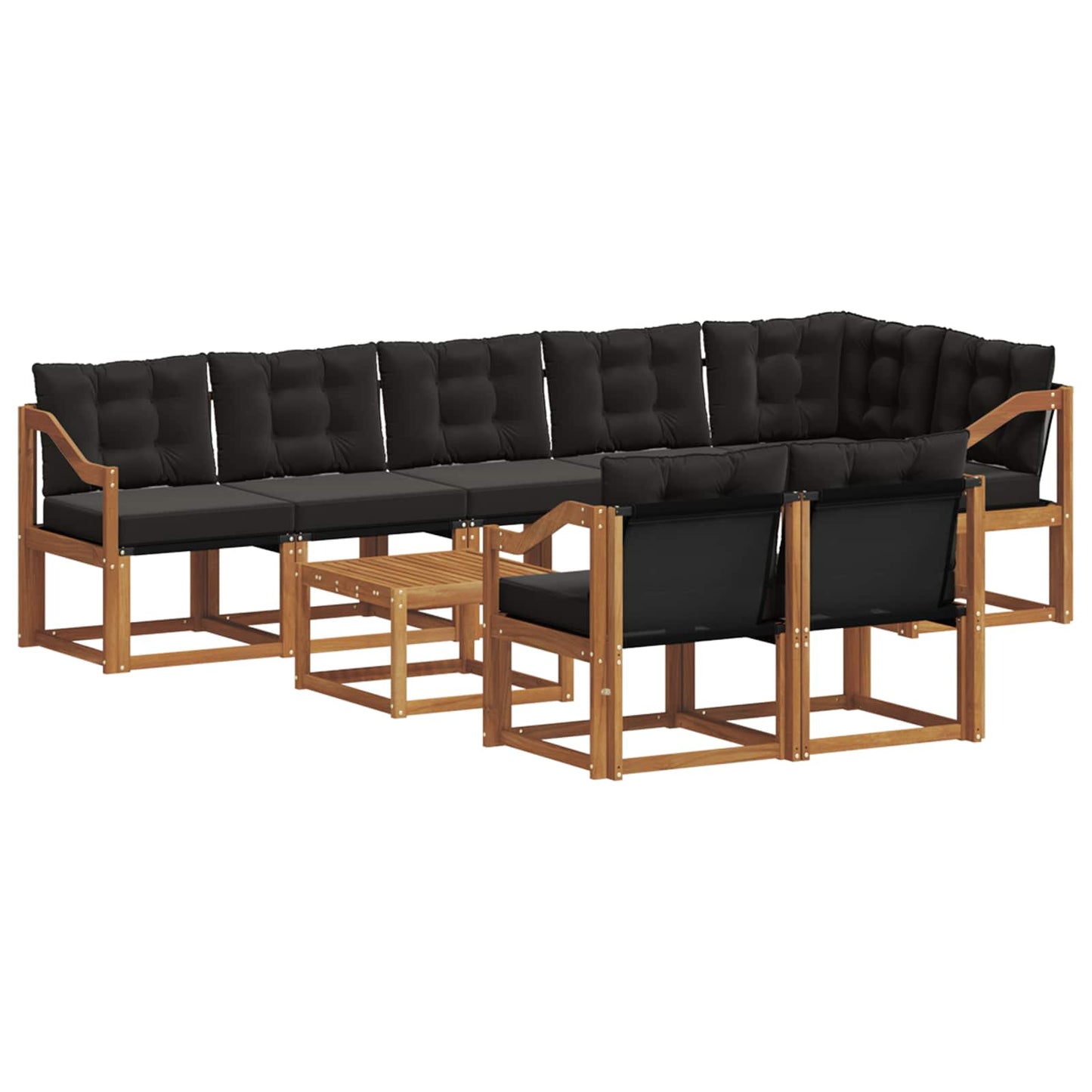 vidaXL Σειρά Καναπέ Εξωτερικού με μαξιλάρι 9 pcs Φυσικό και Μαύρο