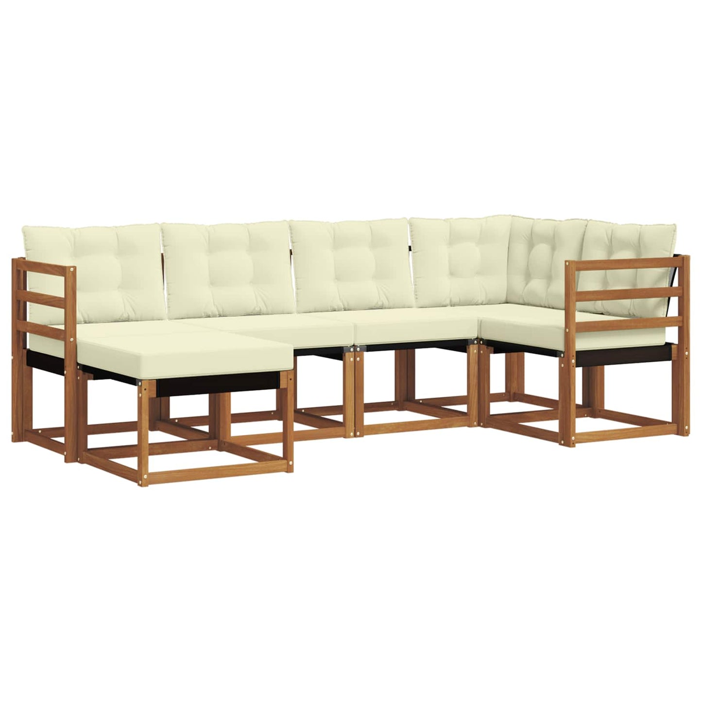 vidaXL Σειρά Καναπέ Εξωτερικού με μαξιλάρι 6 pcs Φυσικό και Κρέμα
