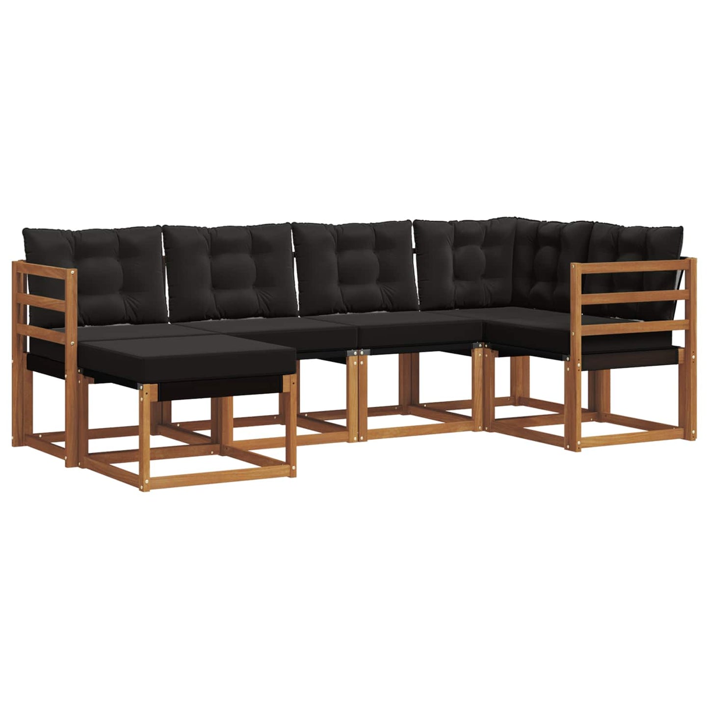 vidaXL Σειρά Καναπέ Εξωτερικού με μαξιλάρι 6 pcs Φυσικό και Μαύρο