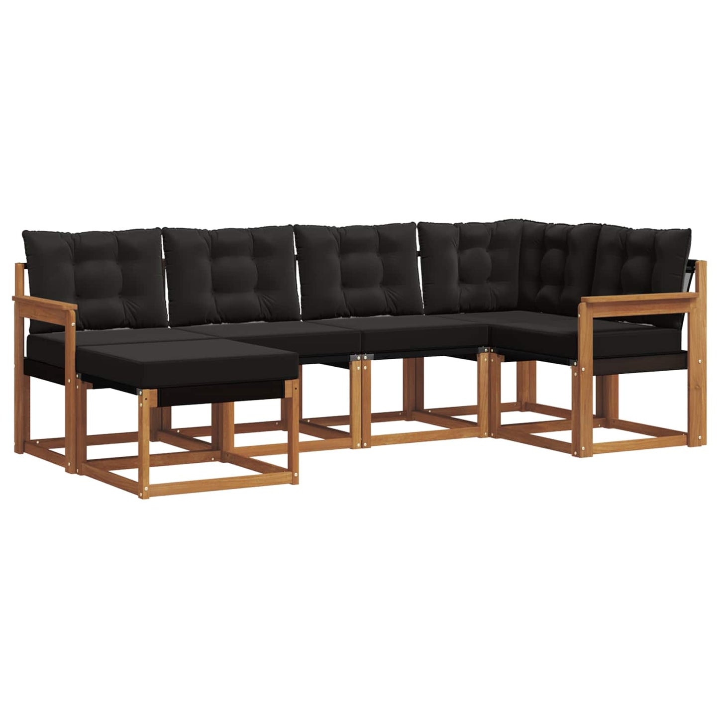 vidaXL Σειρά Καναπέ Εξωτερικού με μαξιλάρι 6 pcs Φυσικό και Μαύρο