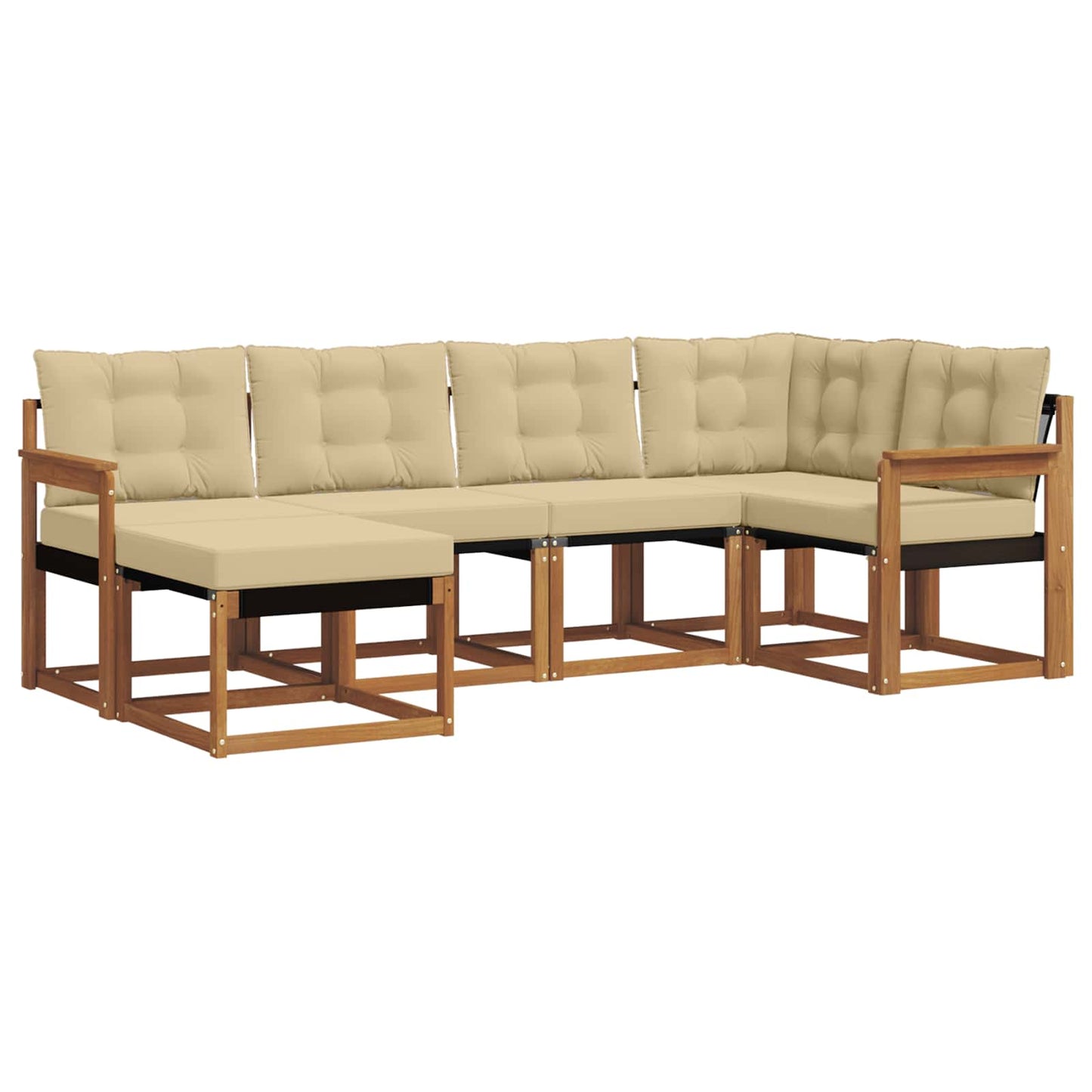 vidaXL Σειρά Καναπέ Εξωτερικού με μαξιλάρι 6 pcs Φυσικό και Μπεζ