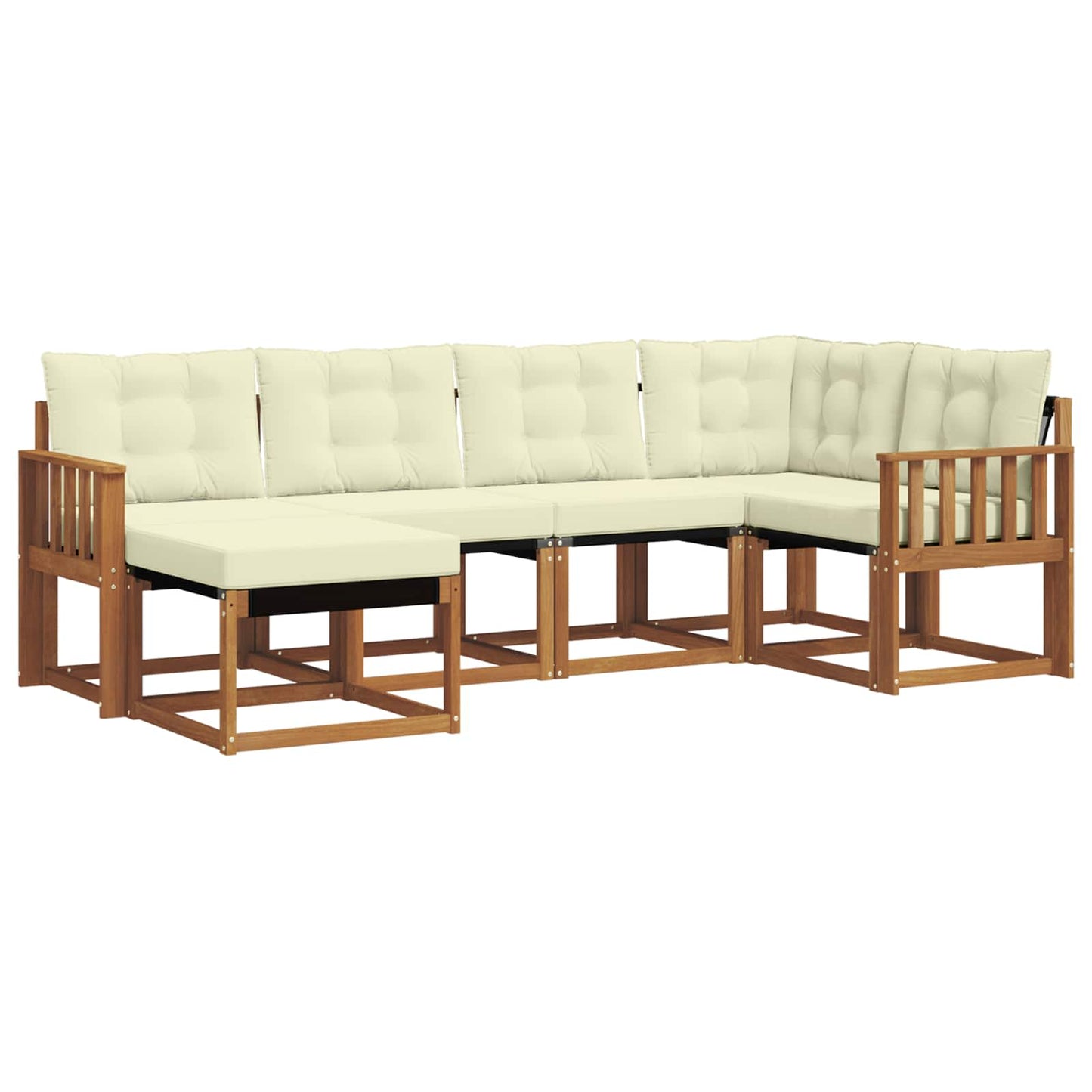 vidaXL Σειρά Καναπέ Εξωτερικού με μαξιλάρι 6 pcs Φυσικό και Κρέμα