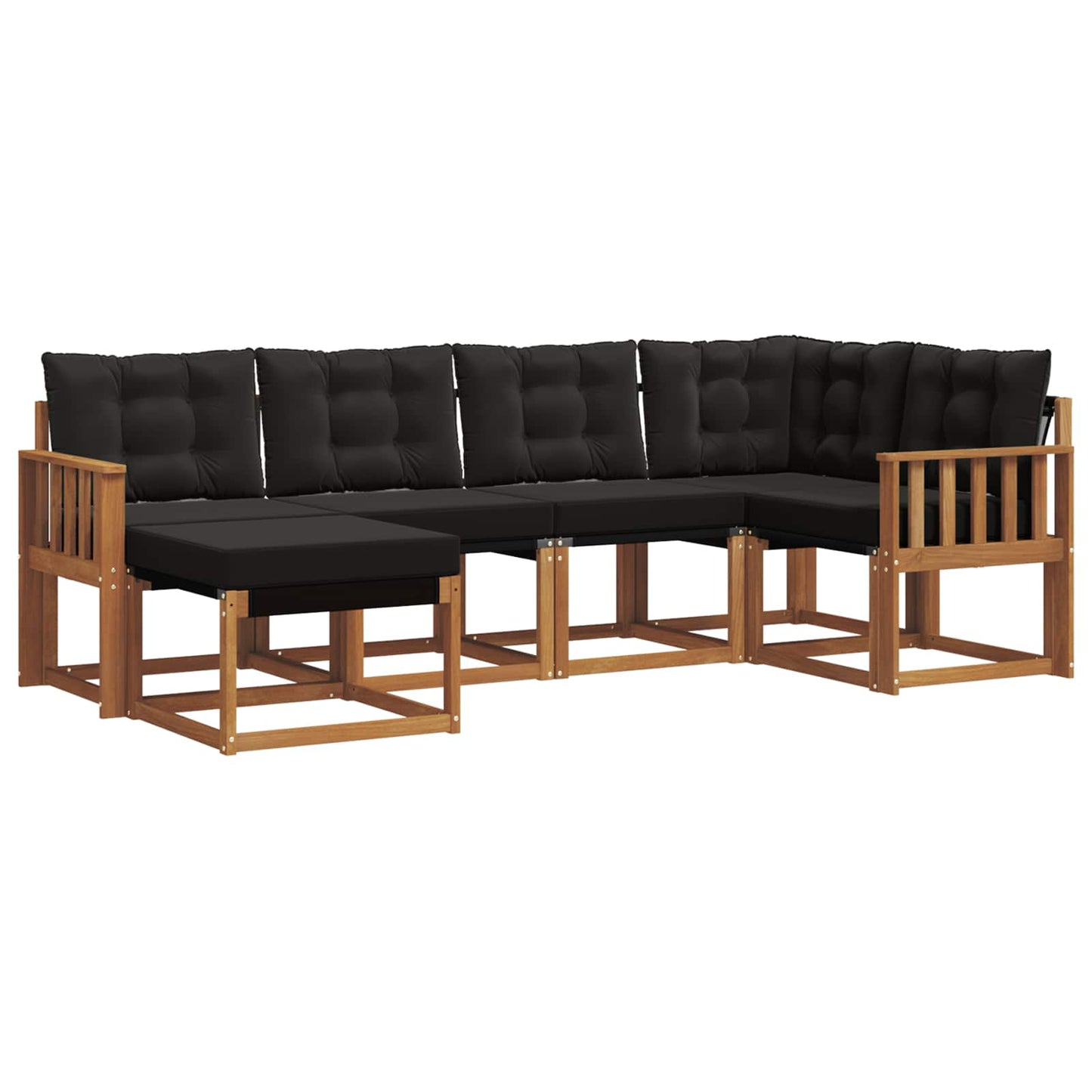 vidaXL Σειρά Καναπέ Εξωτερικού με μαξιλάρι 6 pcs Φυσικό και Μαύρο