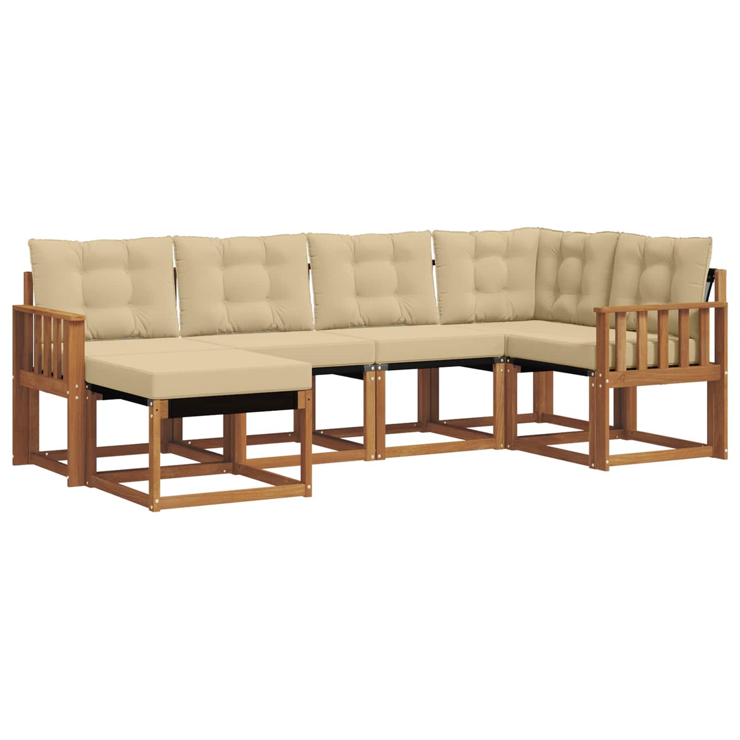 vidaXL Σειρά Καναπέ Εξωτερικού με μαξιλάρι 6 pcs Φυσικό και Μπεζ