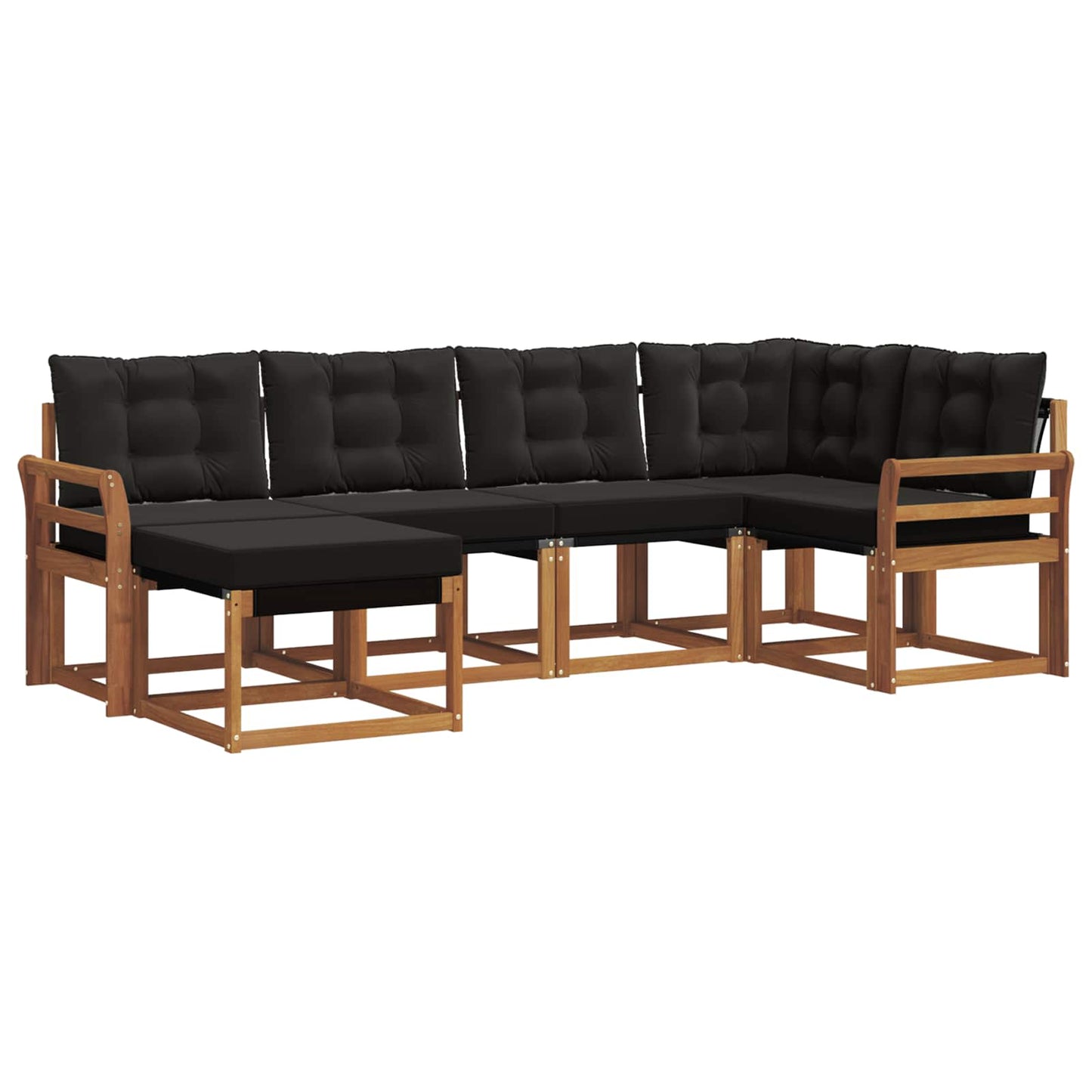 vidaXL Σειρά Καναπέ Εξωτερικού με μαξιλάρι 6 pcs Φυσικό και Μαύρο