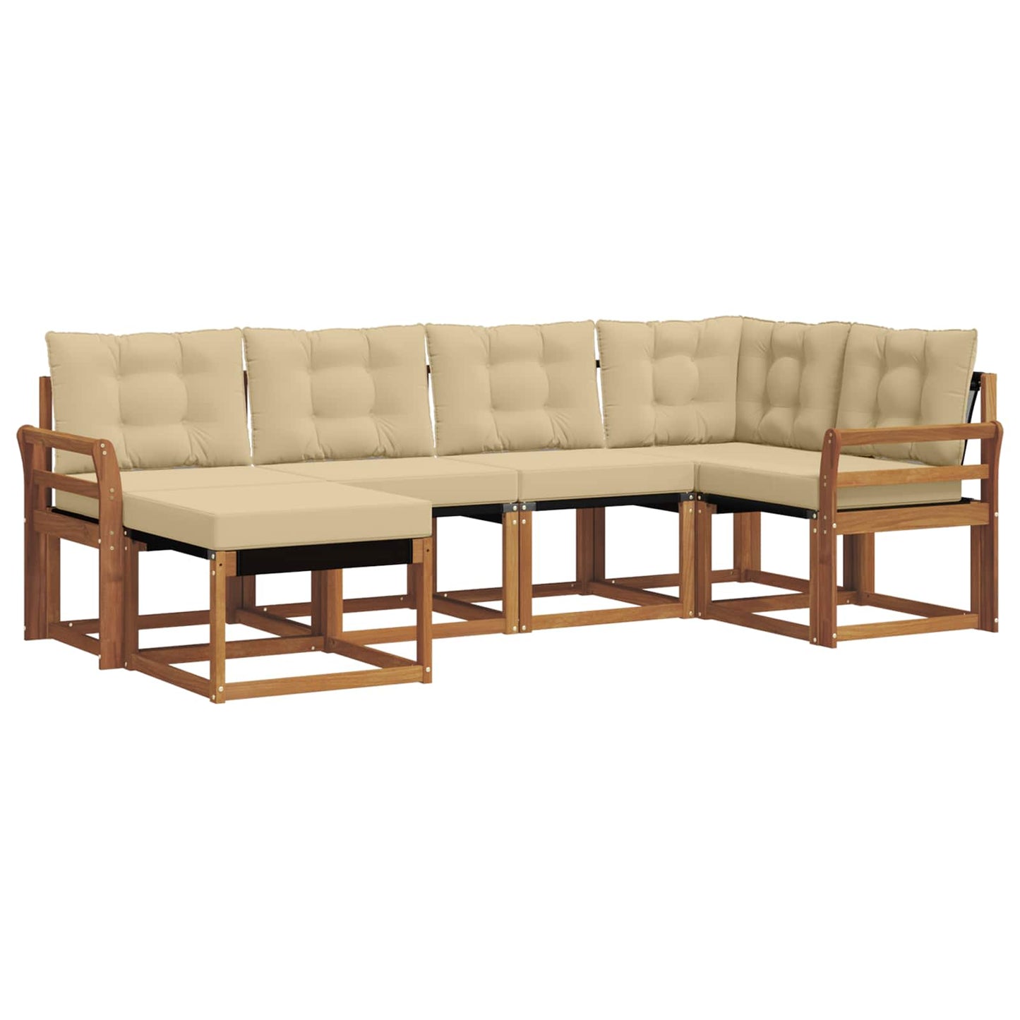 vidaXL Σειρά Καναπέ Εξωτερικού με μαξιλάρι 6 pcs Φυσικό και Μπεζ