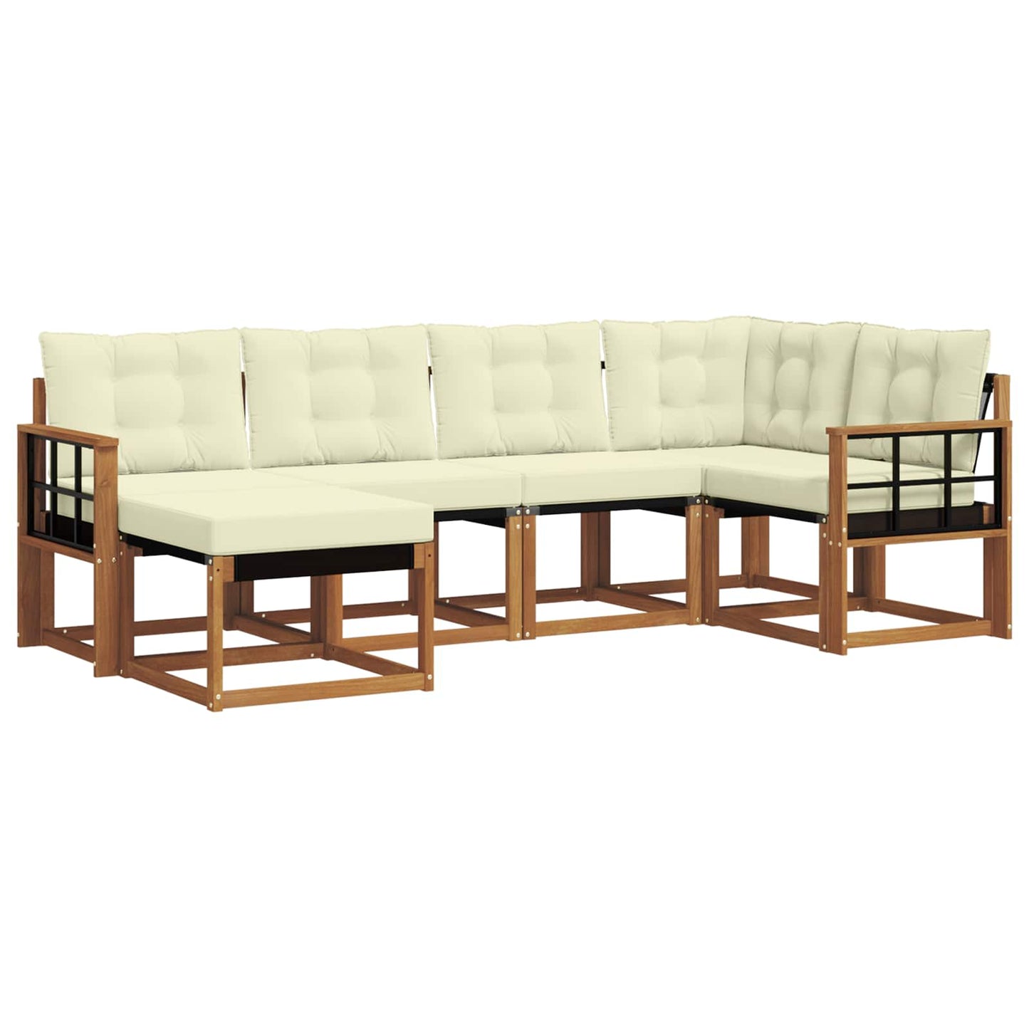 vidaXL Σειρά Καναπέ Εξωτερικού με μαξιλάρι 6 pcs Φυσικό και Κρέμα