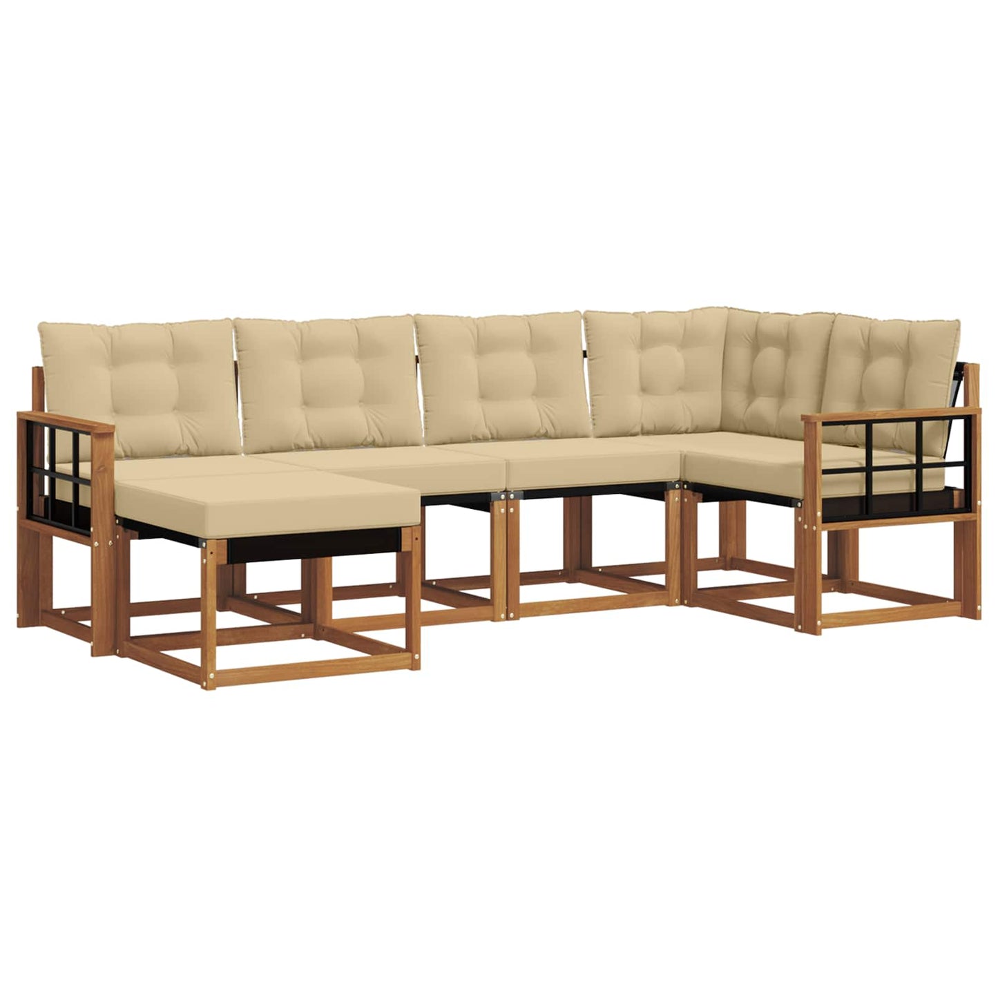vidaXL Σειρά Καναπέ Εξωτερικού με μαξιλάρι 6 pcs Φυσικό και Μπεζ