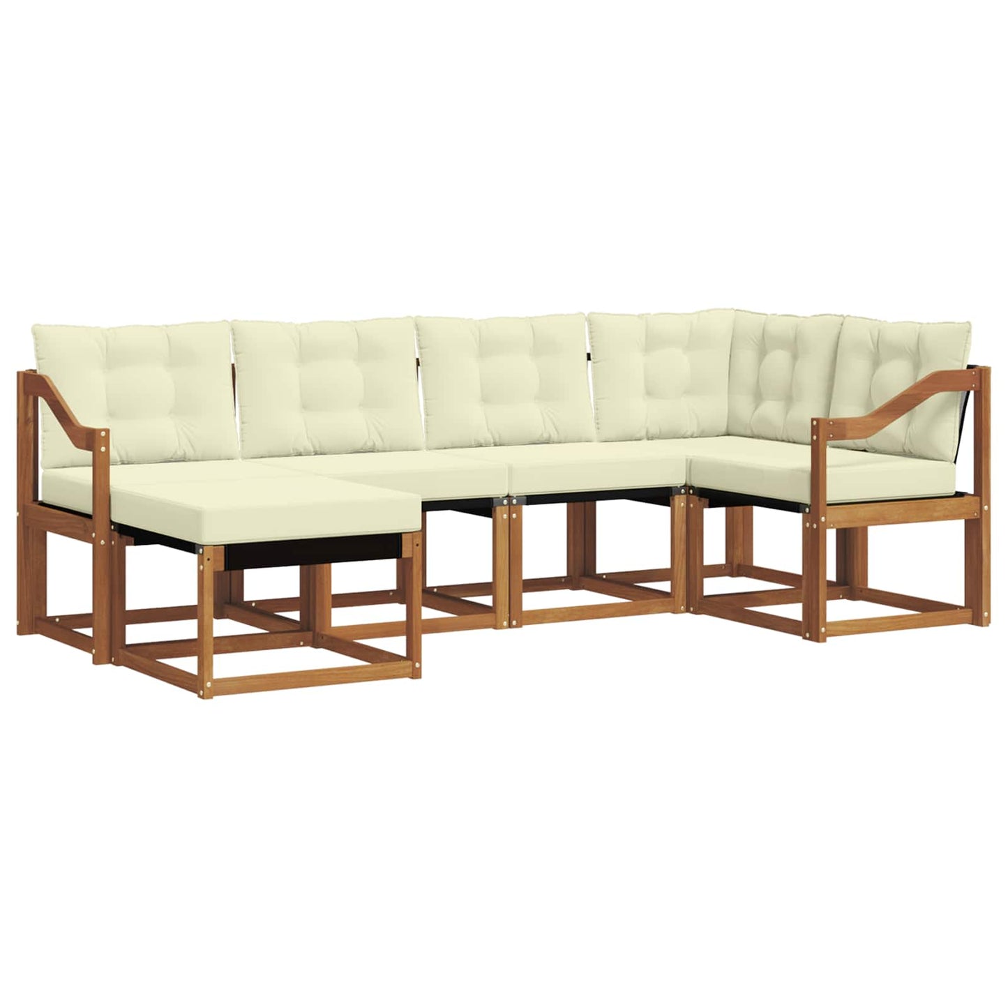 vidaXL Σειρά Καναπέ Εξωτερικού με μαξιλάρι 6 pcs Φυσικό και Κρέμα