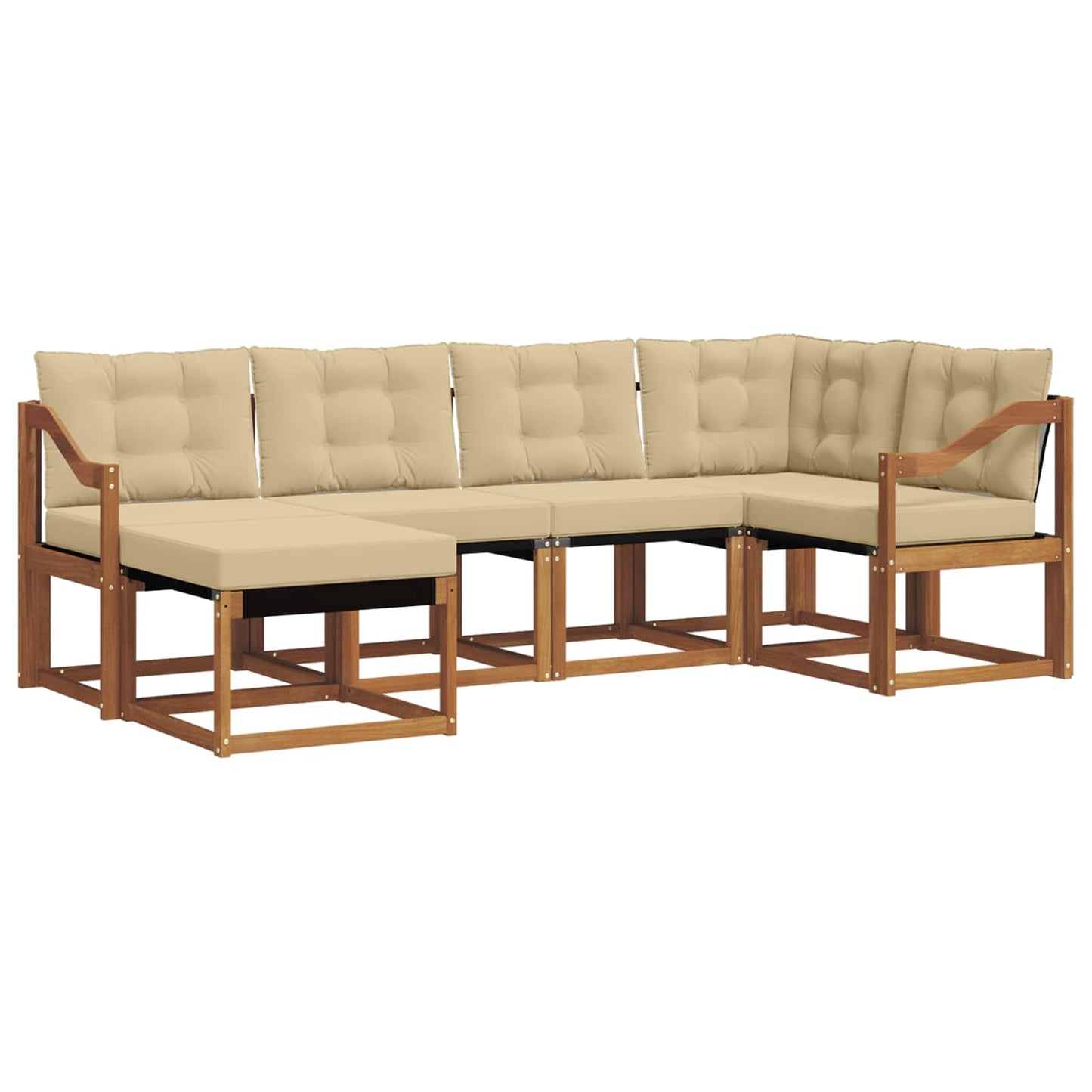 vidaXL Σειρά Καναπέ Εξωτερικού με μαξιλάρι 6 pcs Φυσικό και Μπεζ