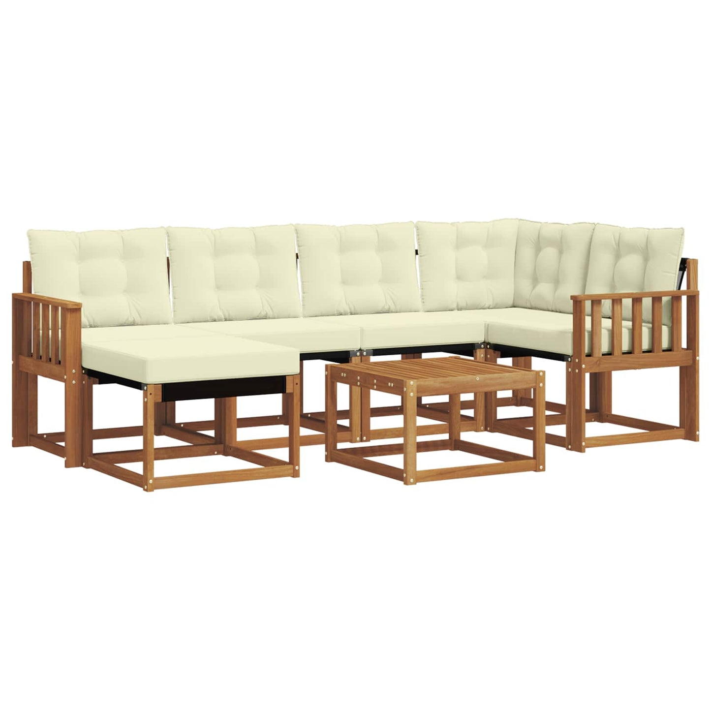 vidaXL Σειρά Καναπέ Εξωτερικού με μαξιλάρι 7 pcs Φυσικό και Κρέμα