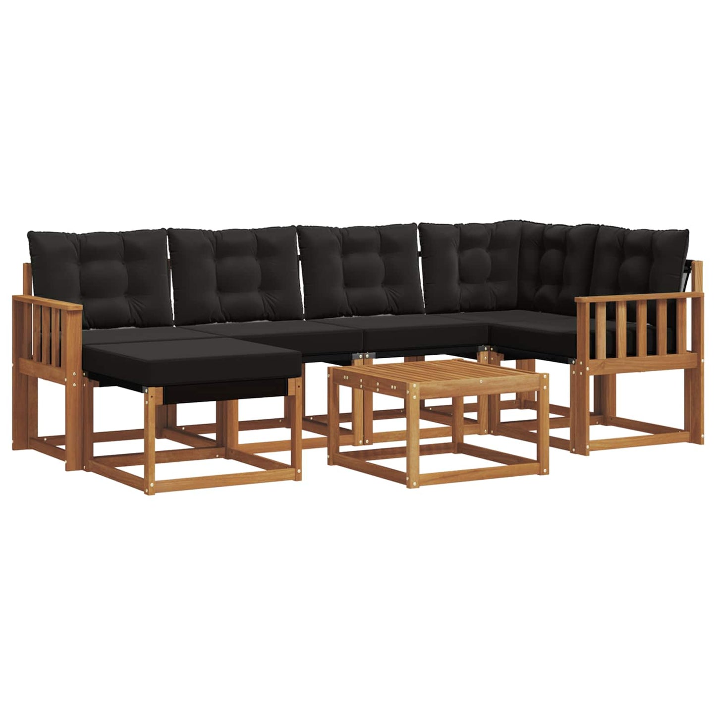 vidaXL Σειρά Καναπέ Εξωτερικού με μαξιλάρι 7 pcs Φυσικό και Μαύρο