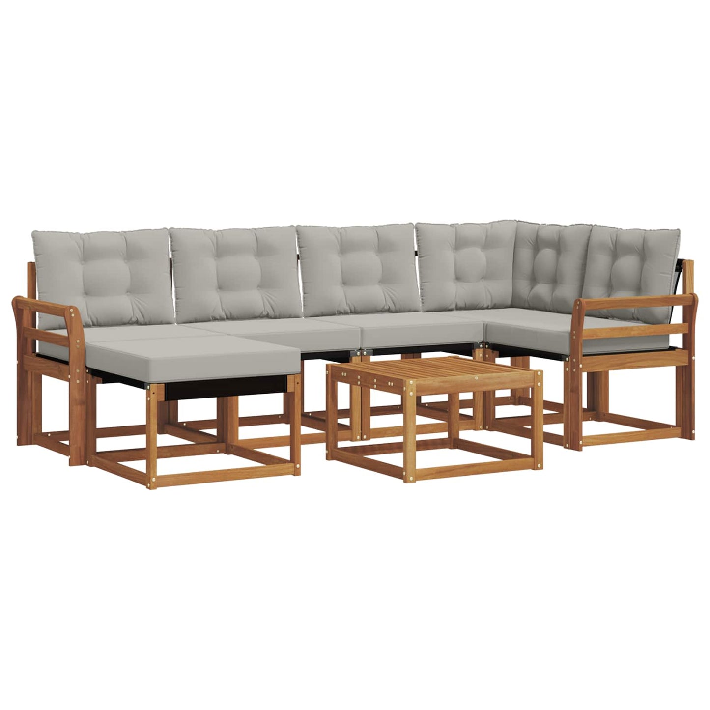 vidaXL Σειρά Καναπέ Εξωτερικού 7 pcs Φυσικό και Ανοιχτό Γκρι