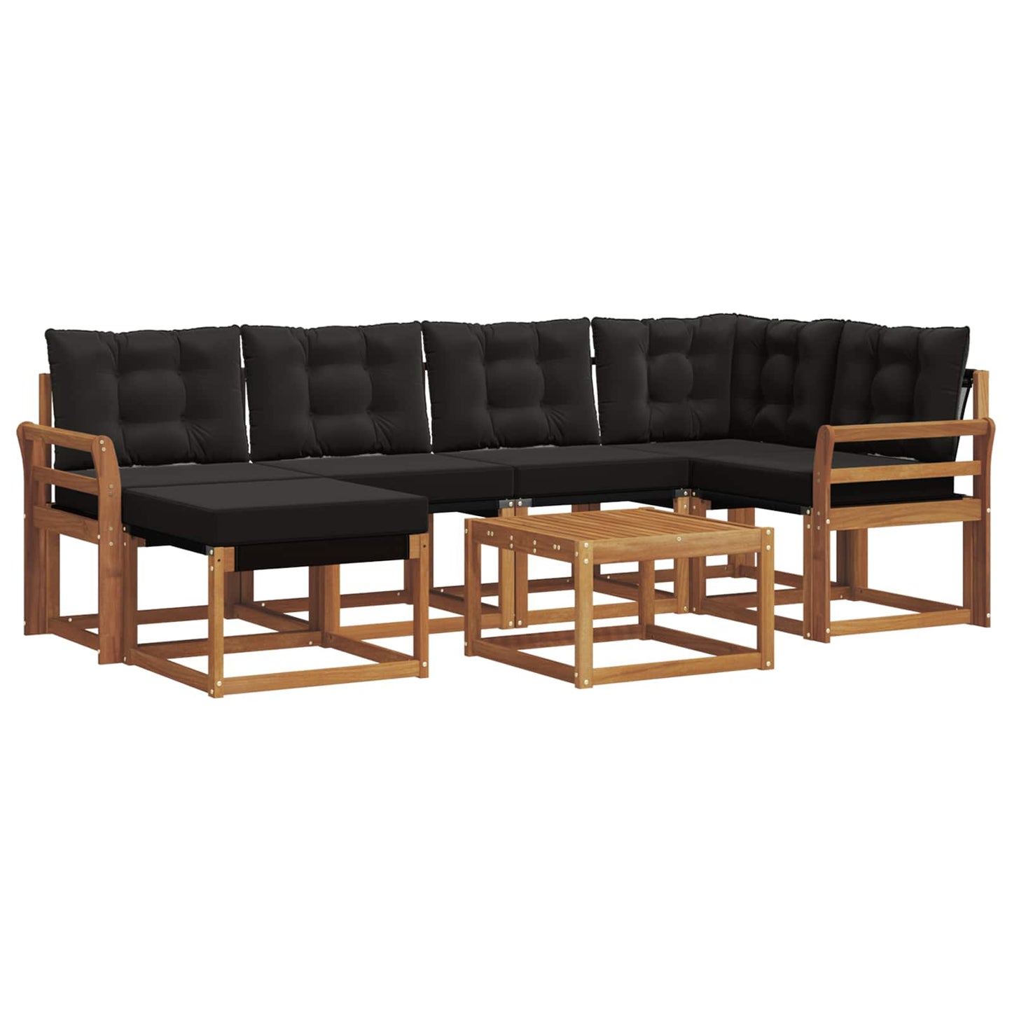 vidaXL Σειρά Καναπέ Εξωτερικού με μαξιλάρι 7 pcs Φυσικό και Μαύρο